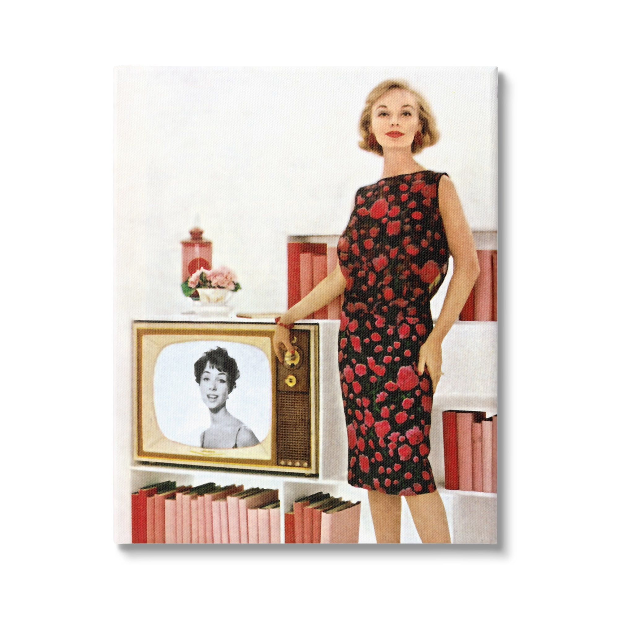 Vintage TV Advertisement Woman in Floral Dress Canvas Art