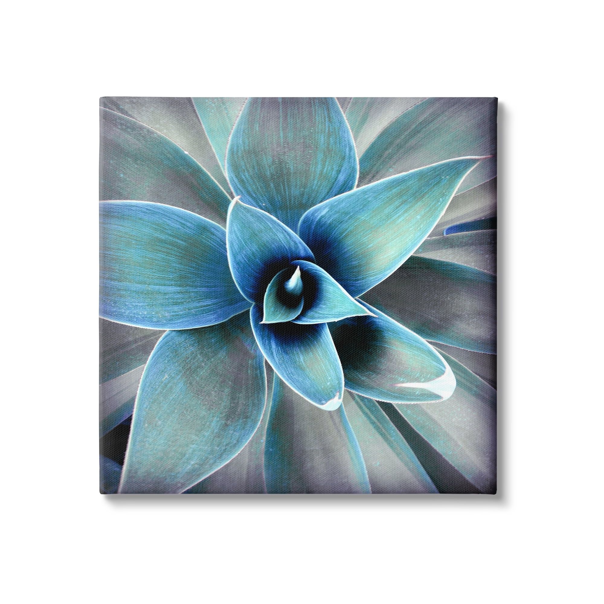 Modern Blue Botanical Plant Canvas Print Wall Art 17 x 17