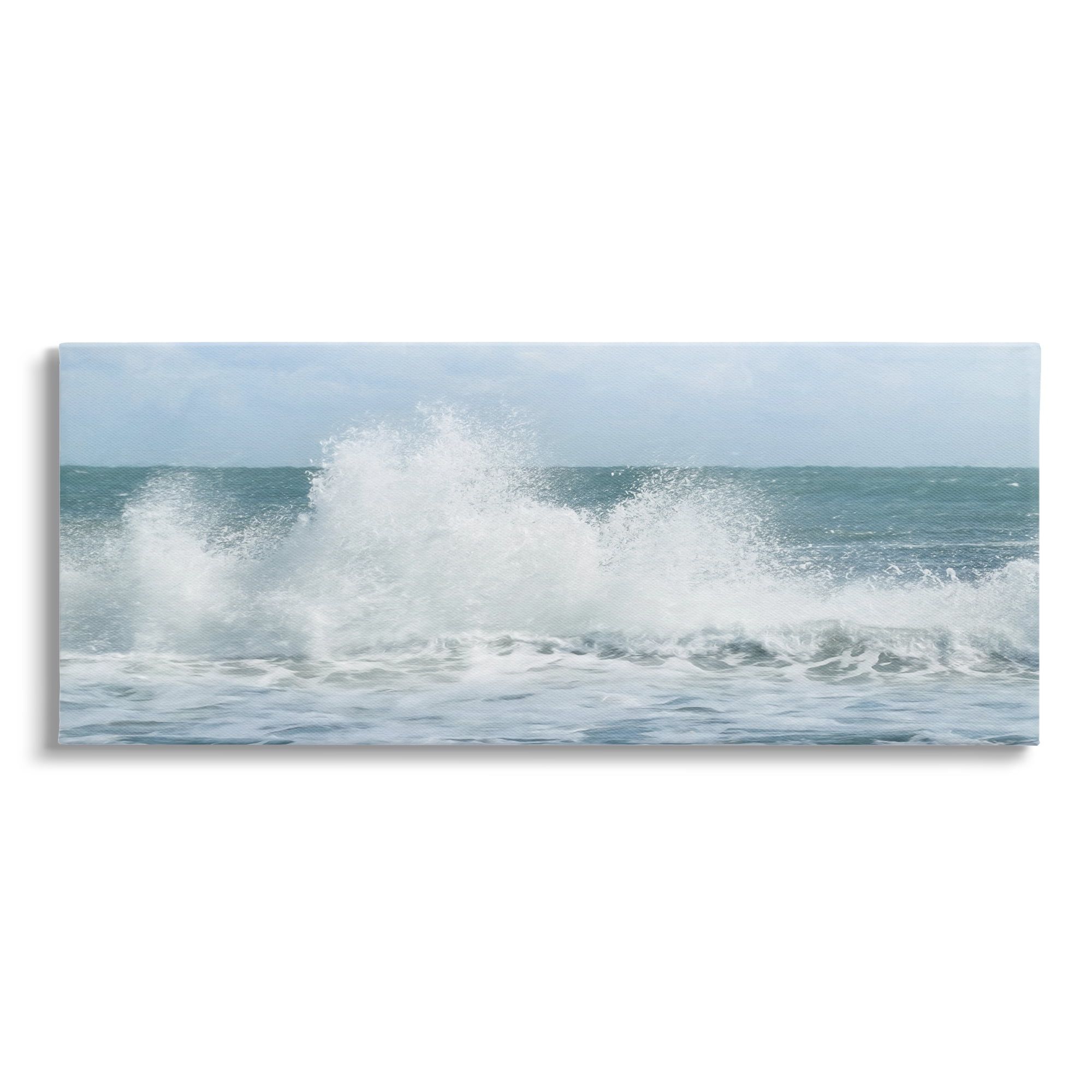 Ocean Waves Crashing Foam Splash Landscape Canvas Print