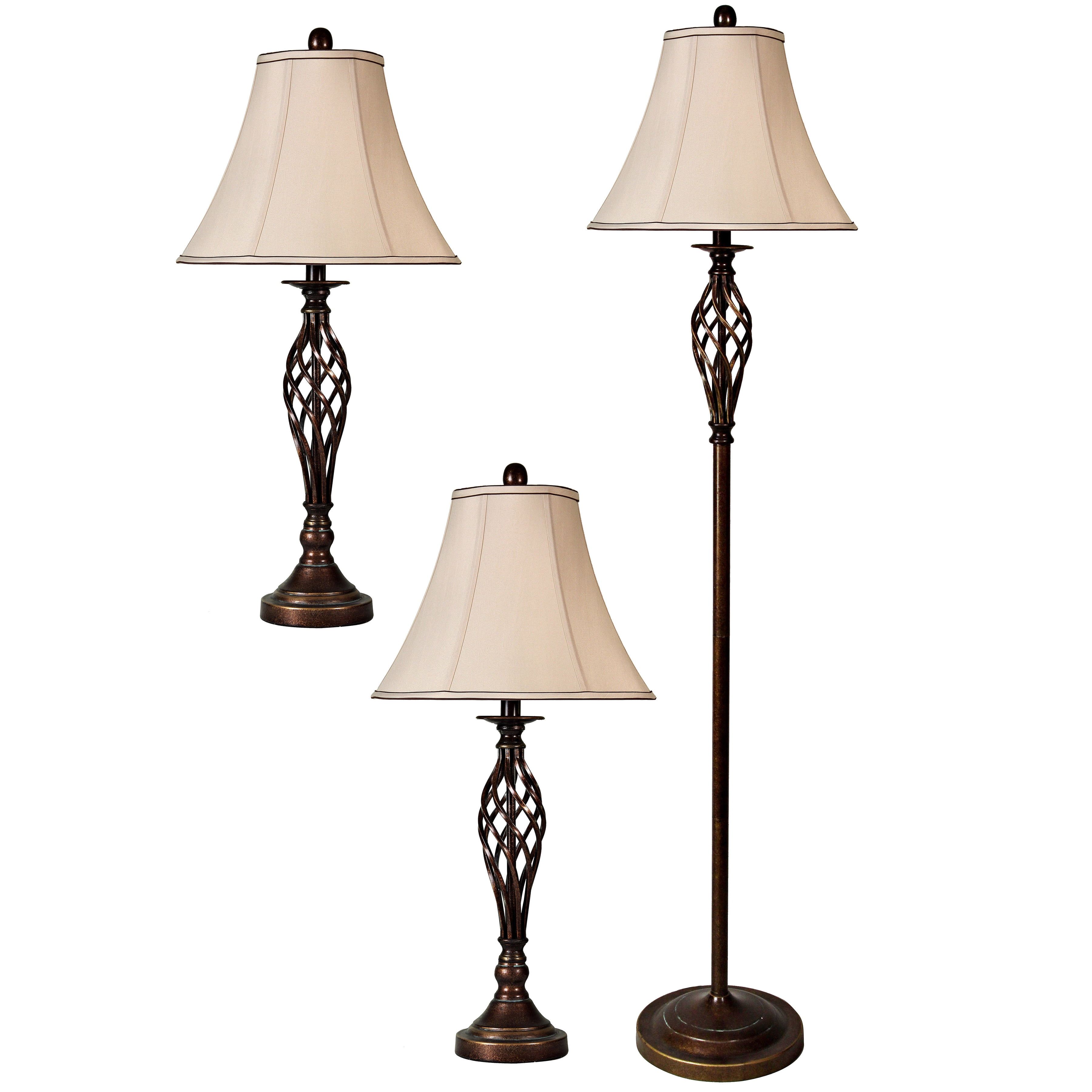 Barclay Brass 61" 3-Way Switch Table and Floor Lamp Set