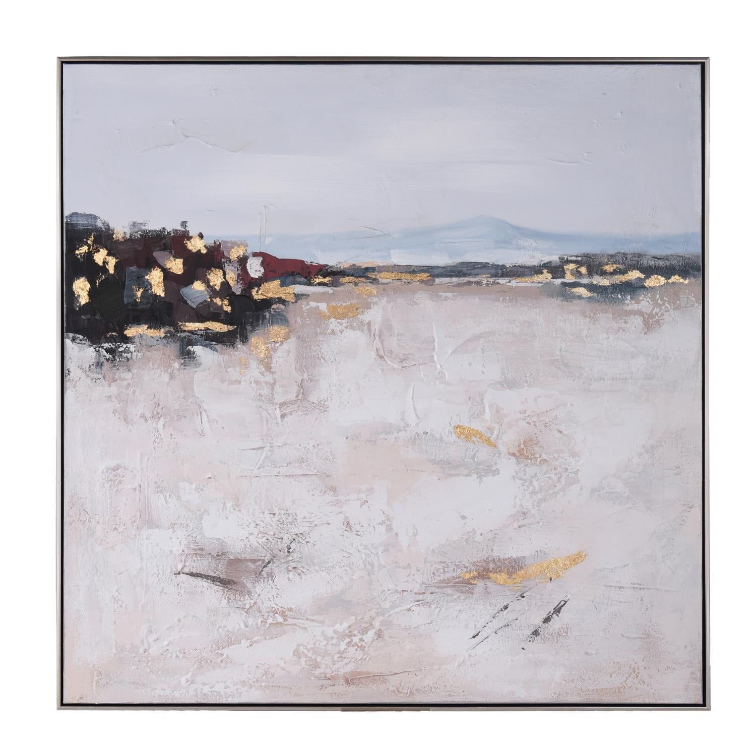 Large Abstract Beach Scene Canvas Print with Wood Frame