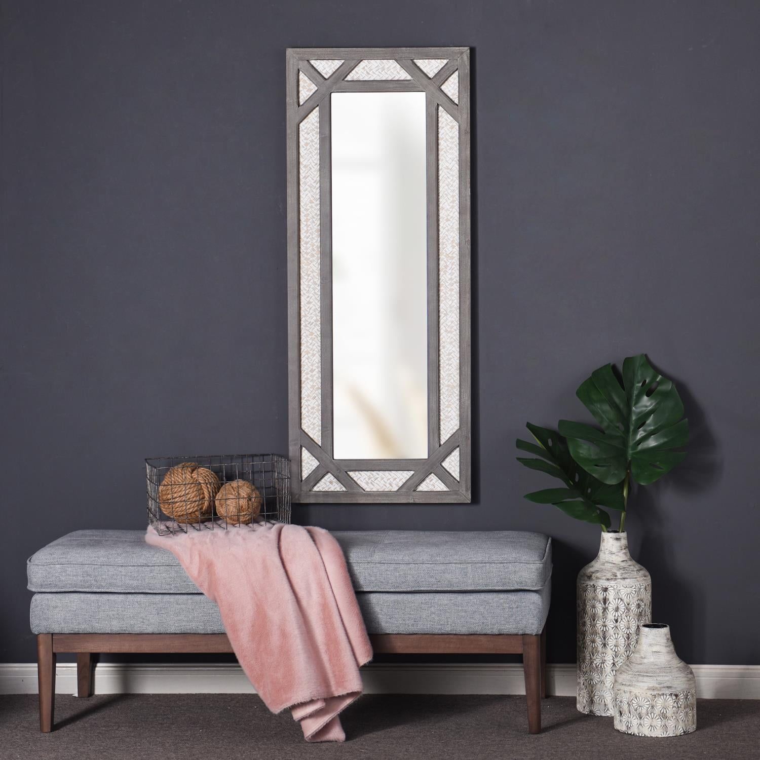 Barnwood & Woven Full-Length Rectangular Wood Mirror