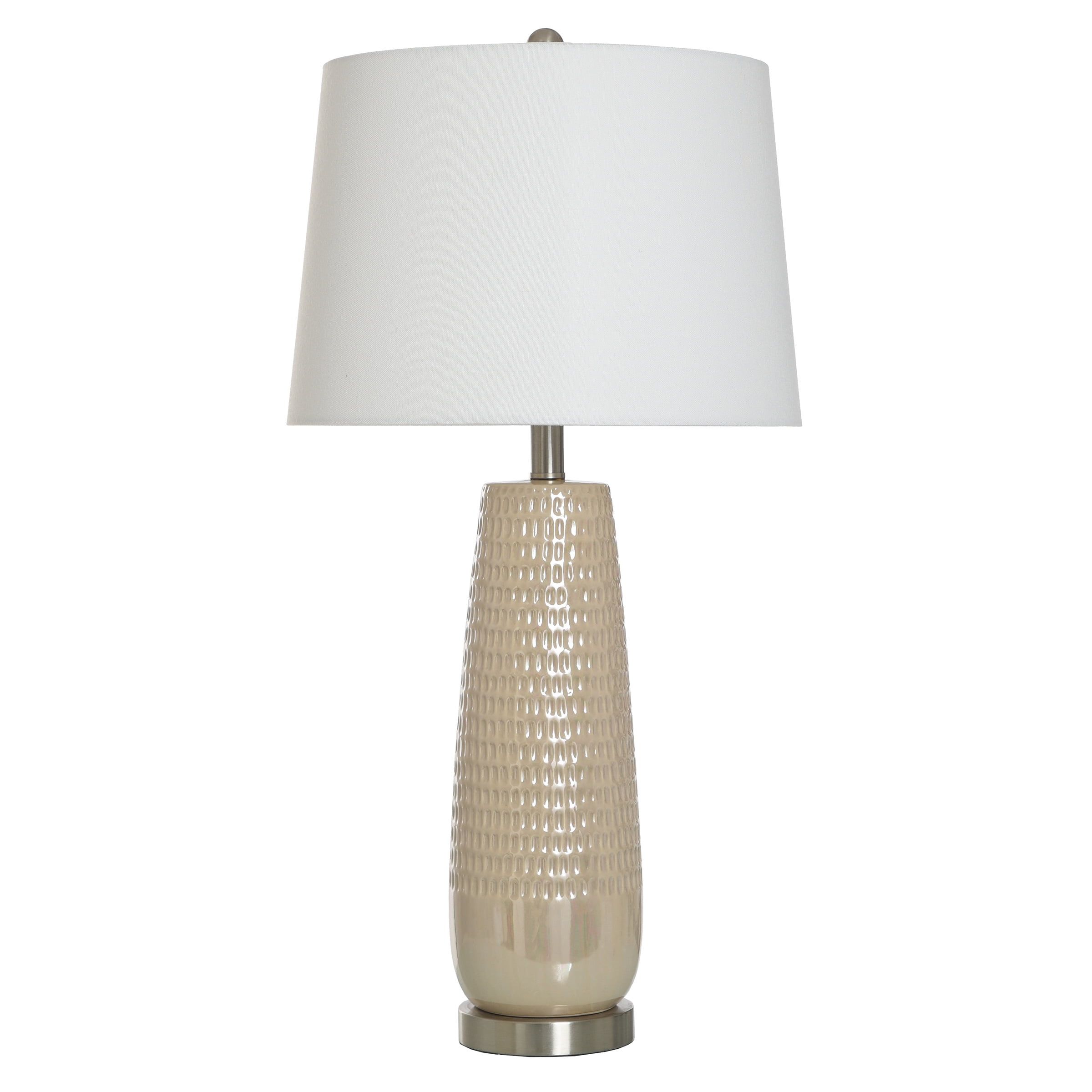 Cream Ceramic Table Lamp with Off-White Shade