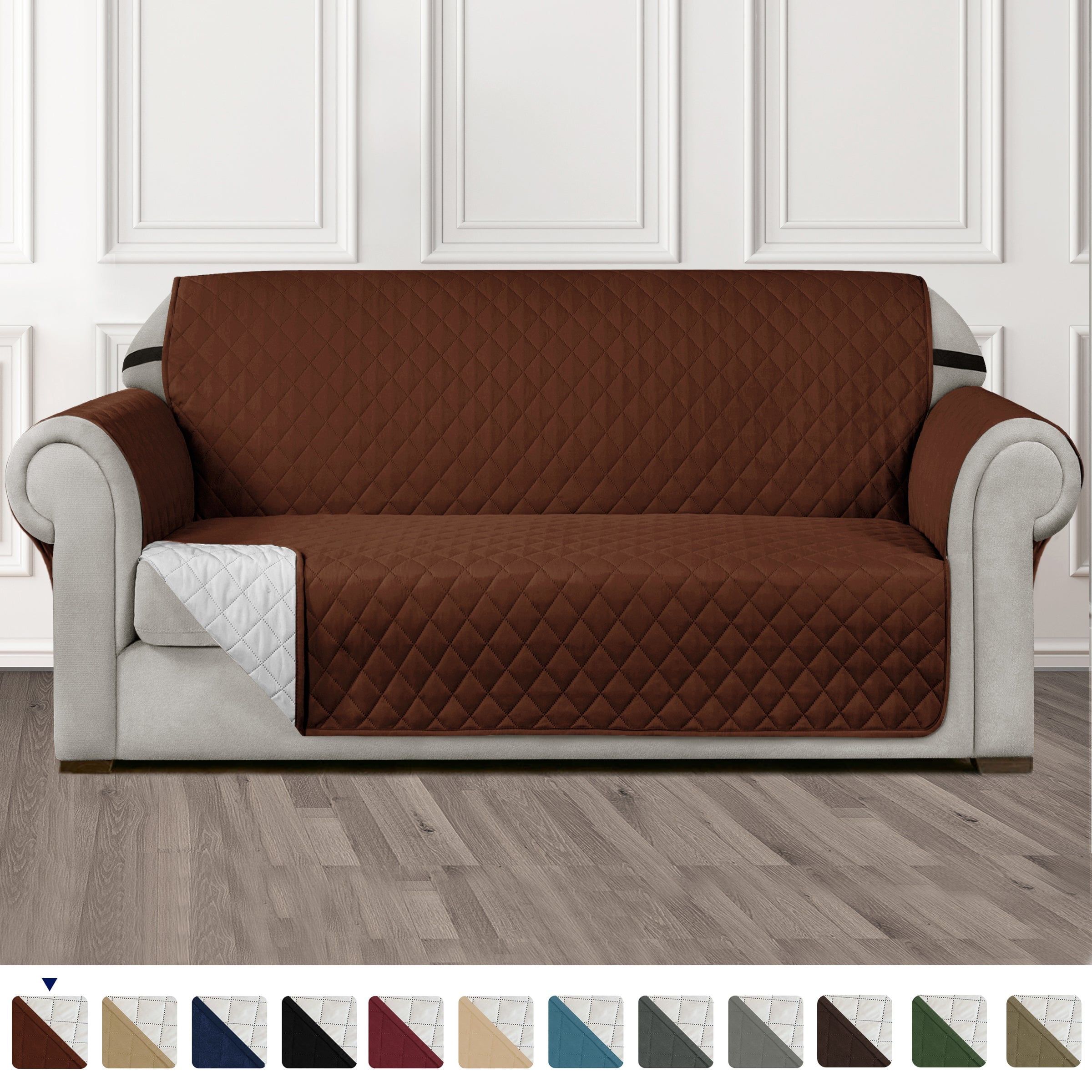 Chocolate Reversible Non-Slip Washable Oversize Sofa Slipcover