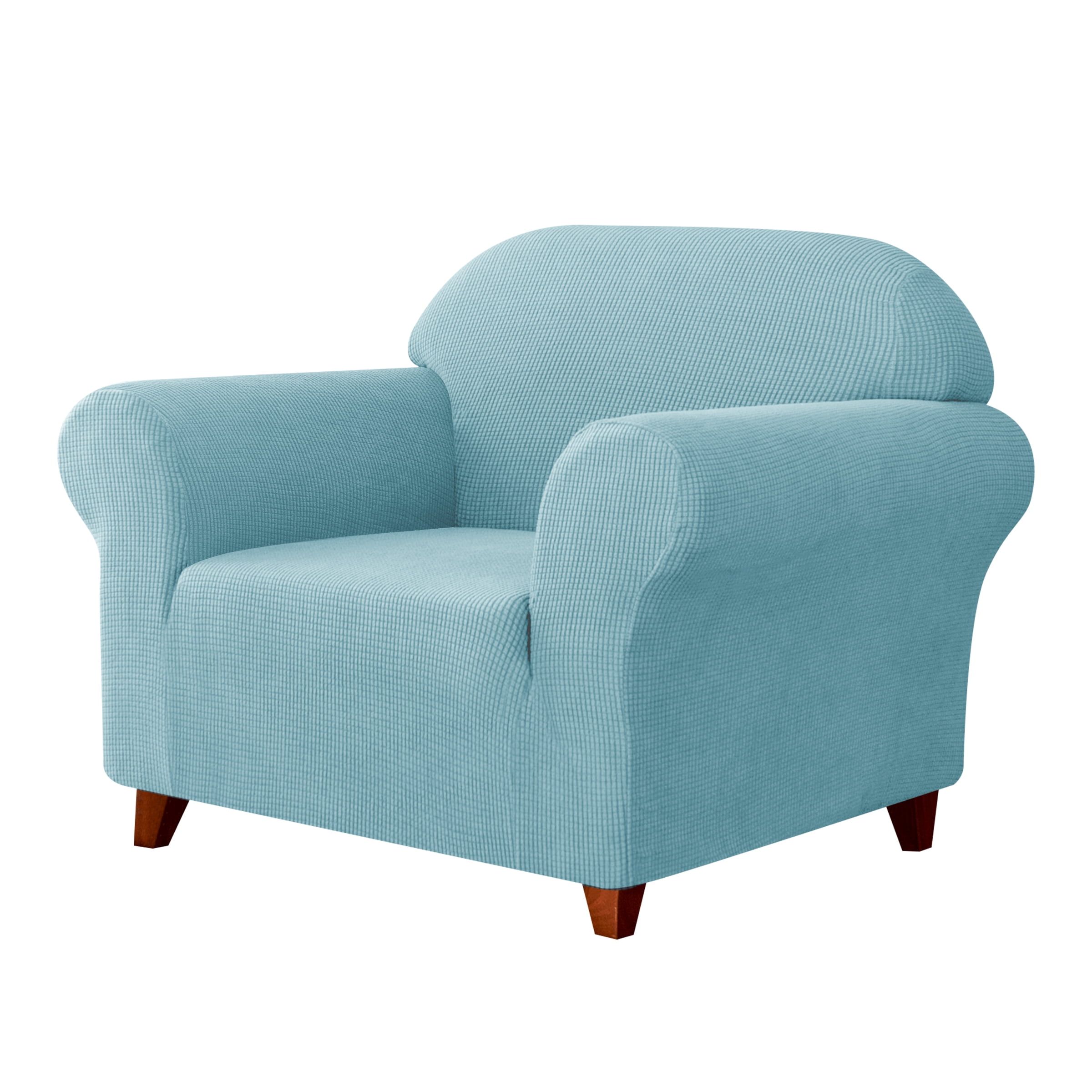 Steel Blue Stretch Polyester Armchair Slipcover