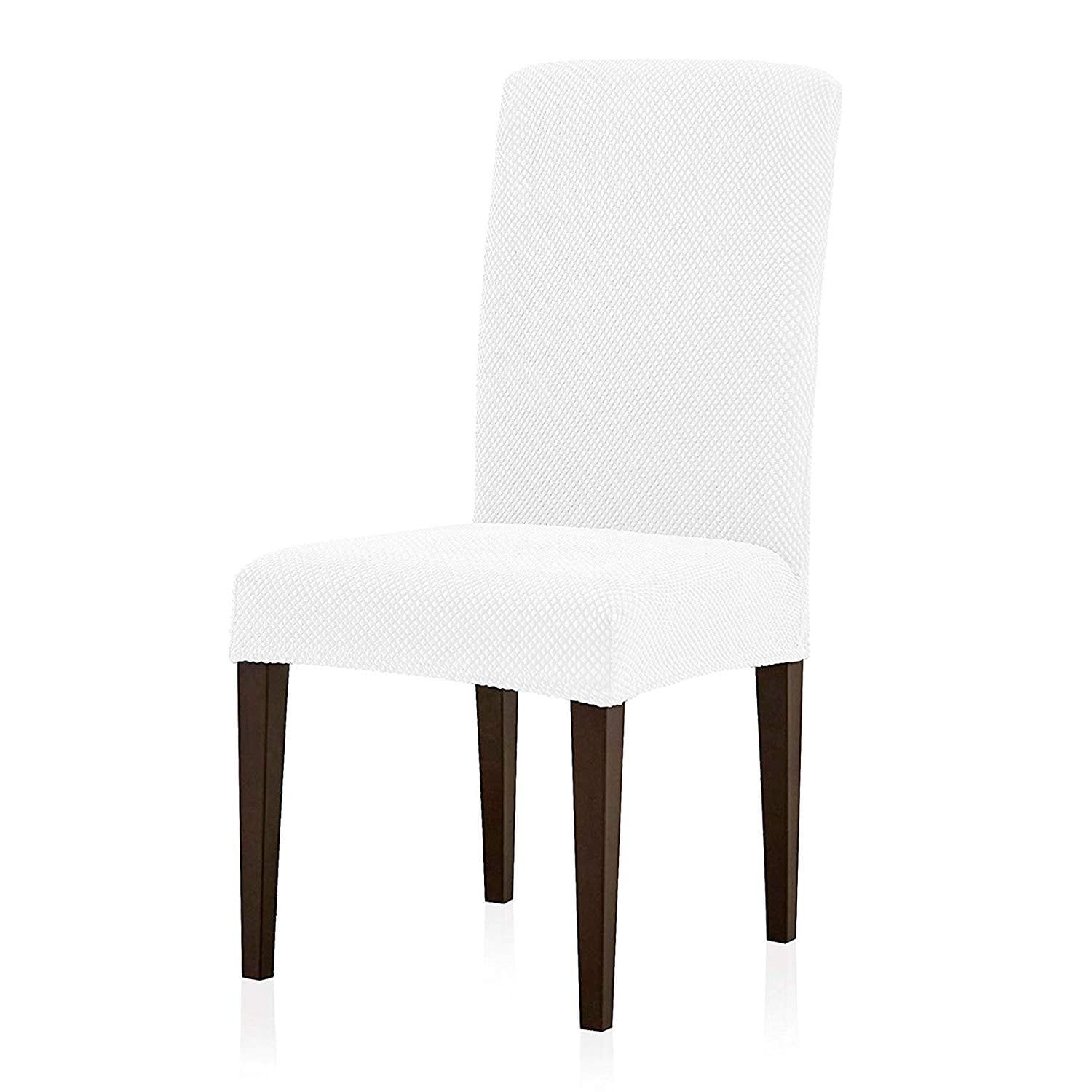 Elegant White Stretch Dining Chair Slipcover Set of 2