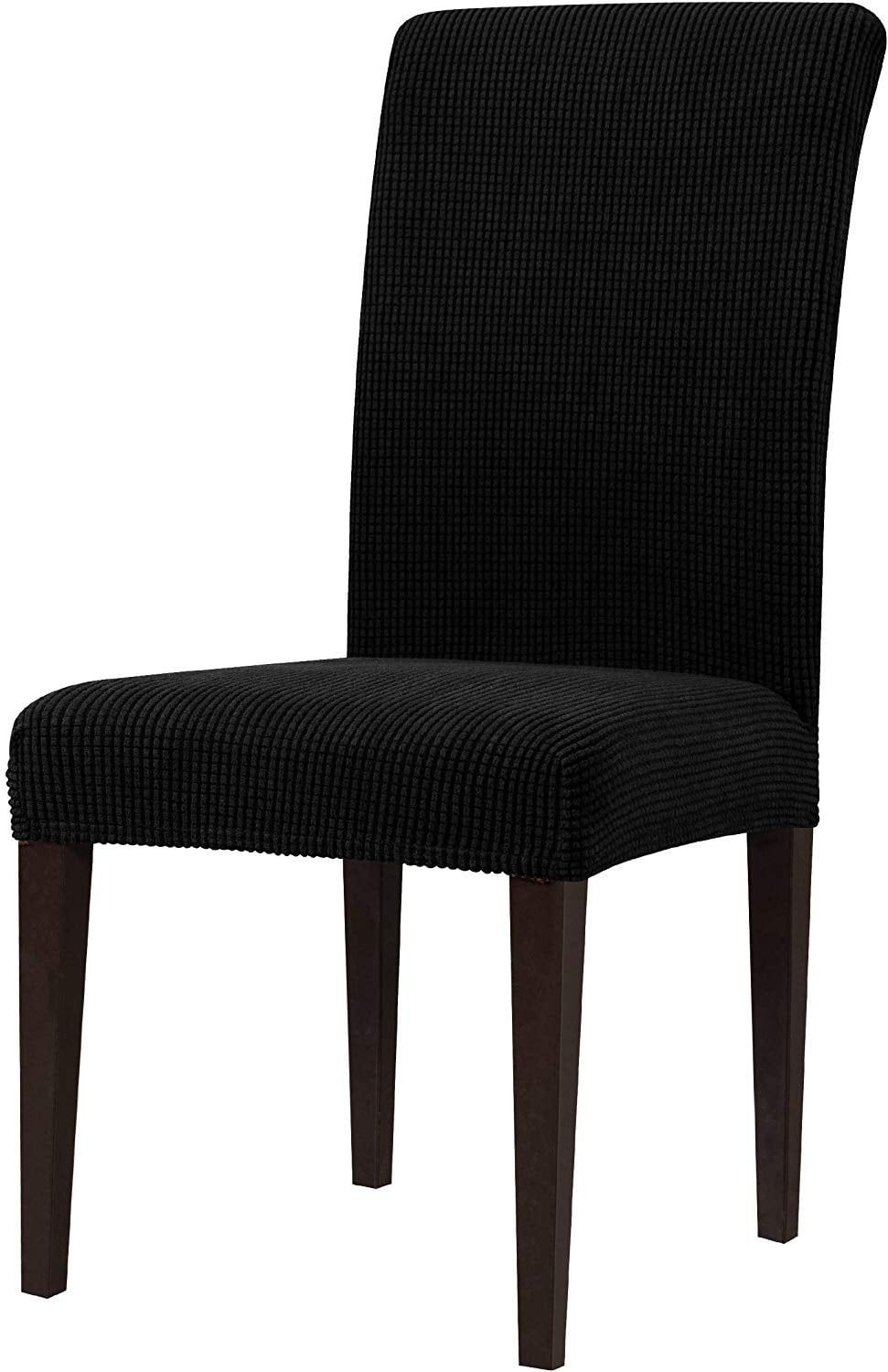 Black Stretch Textured Dining Chair Slipcover Set of 2