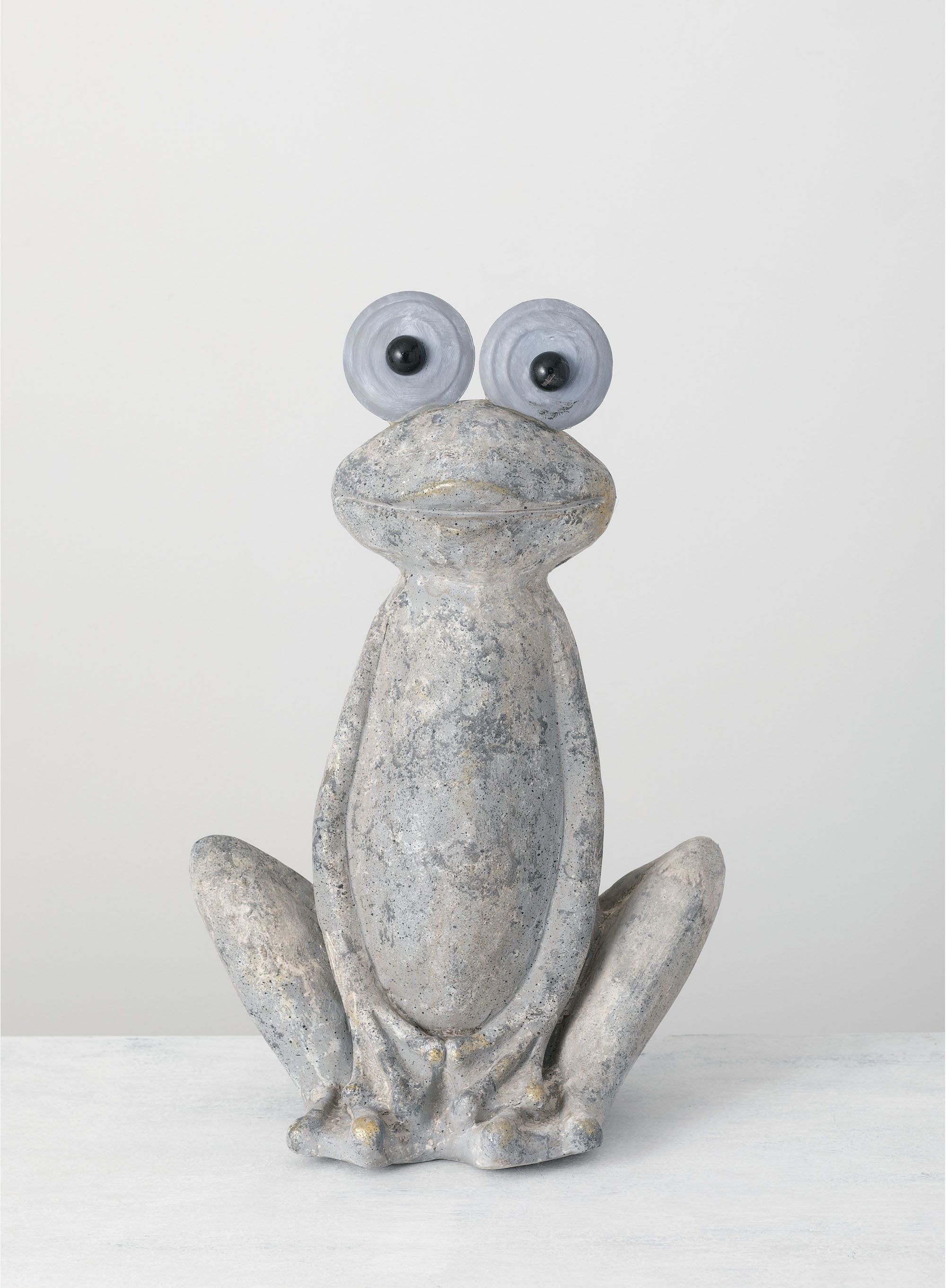 Gray Resin Big-Eyed Frog Garden Statue 20.5"