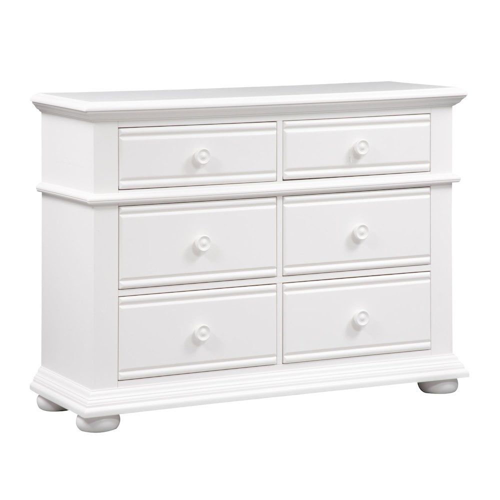 White Cottage 6-Drawer Dresser with Felt Lined Drawers