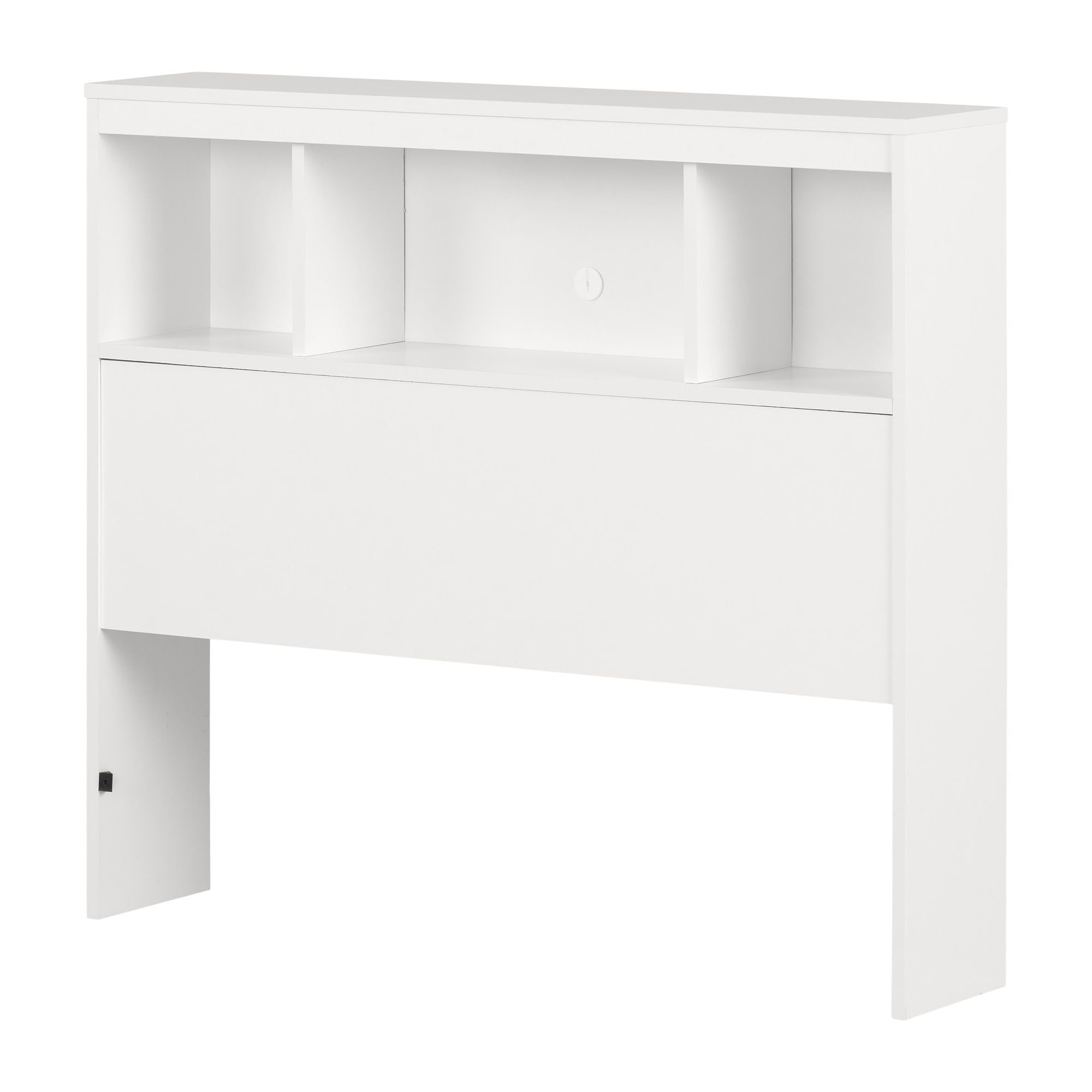 Twin White Wood Bookcase Headboard with Storage