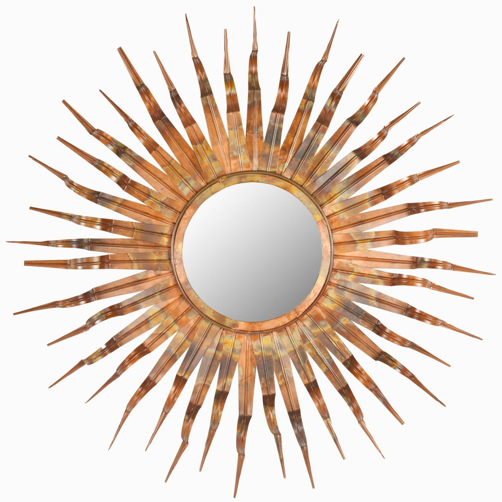 Espresso Bronze Sunburst Round Wall Mirror with Gold Accents, 36"