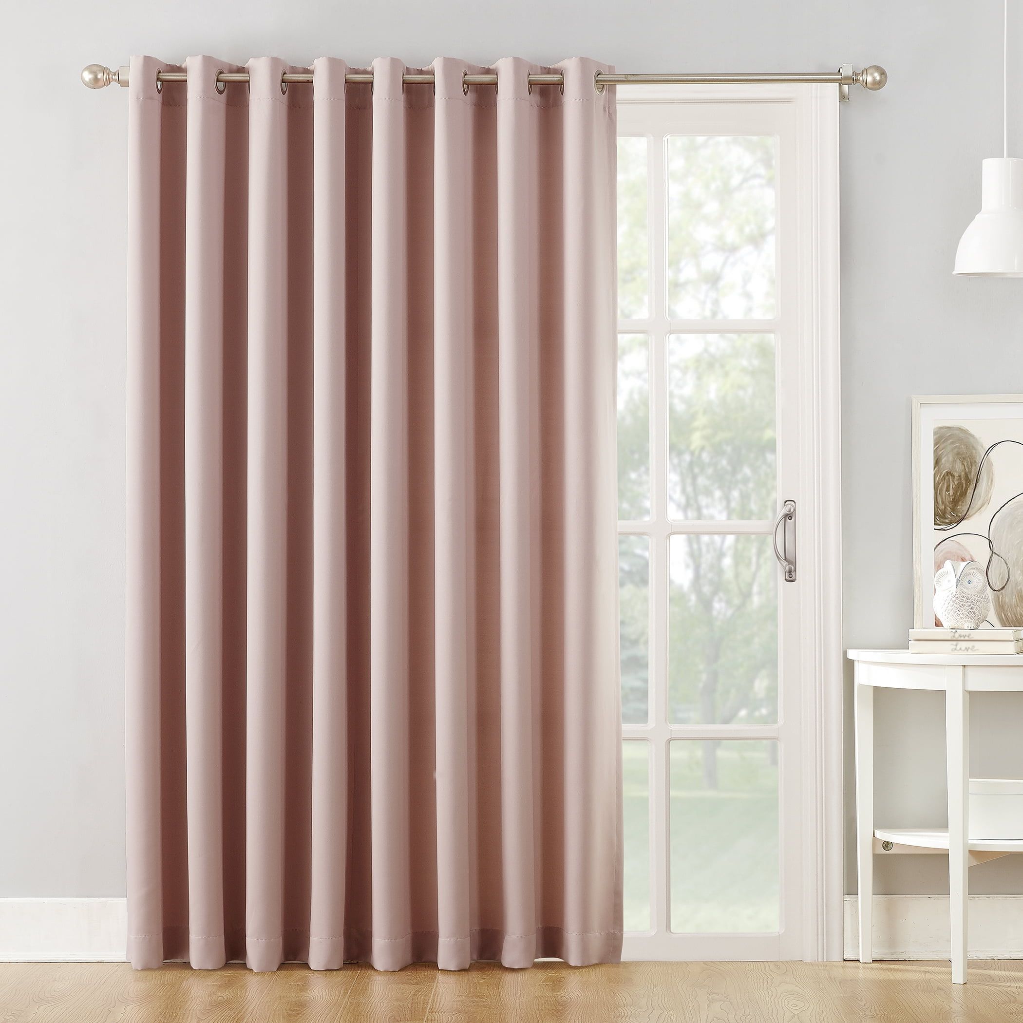 Blush Polyester Room Darkening Grommet Patio Door Curtain Panel