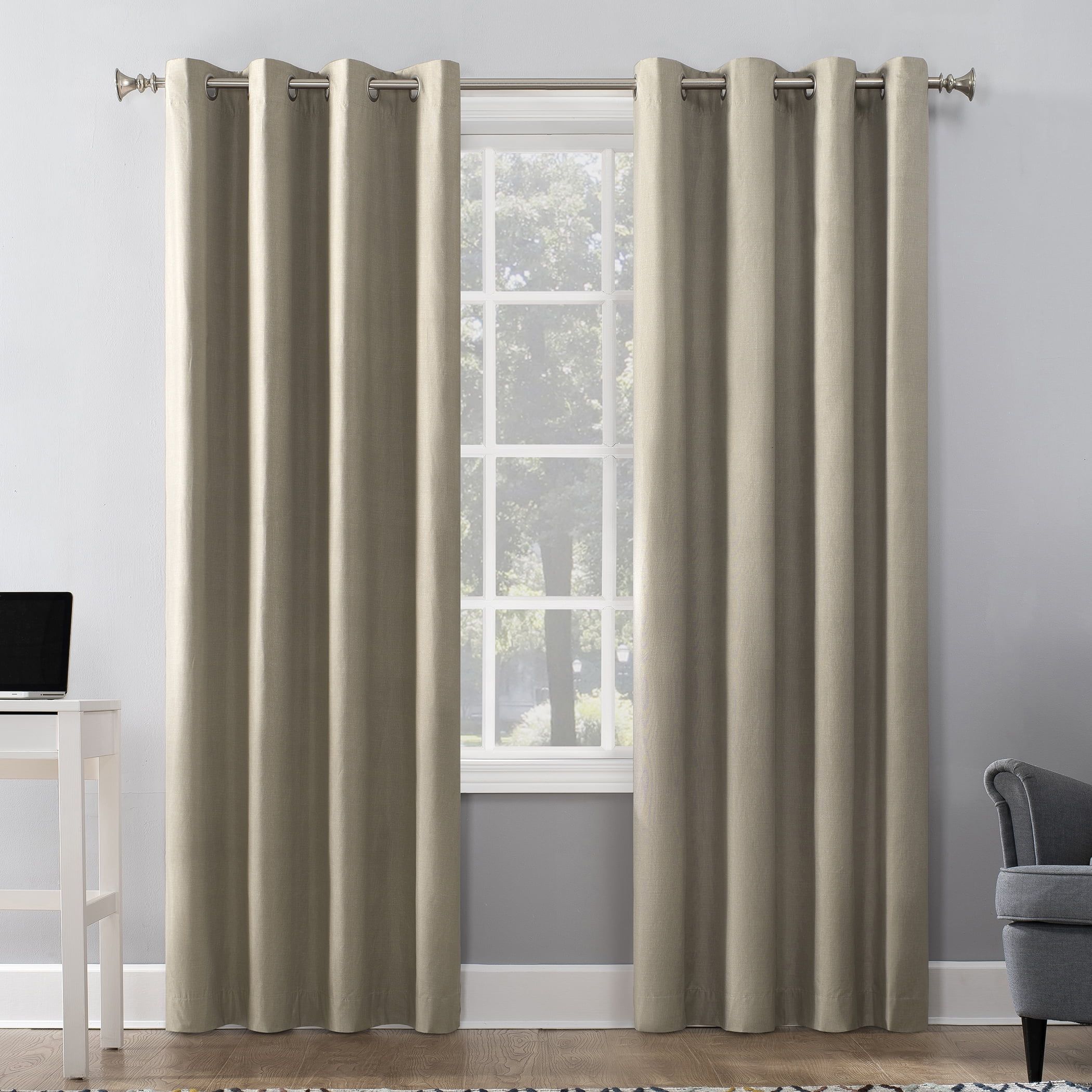 Linen Blackout Thermal Insulated Grommet Curtain Panel, 50" x 108"