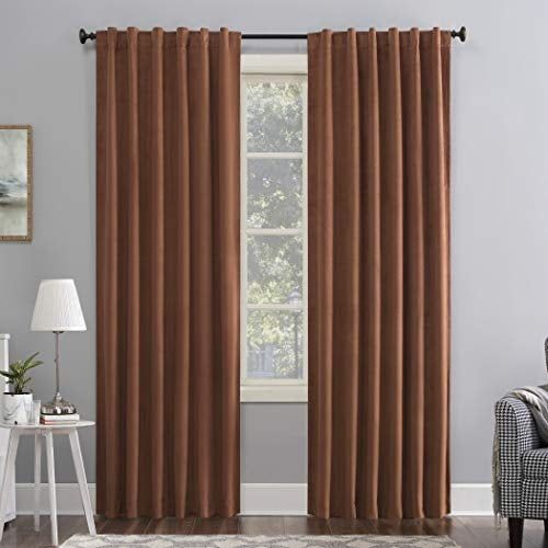 Terracotta Velvet Blackout Back Tab Curtain Panel