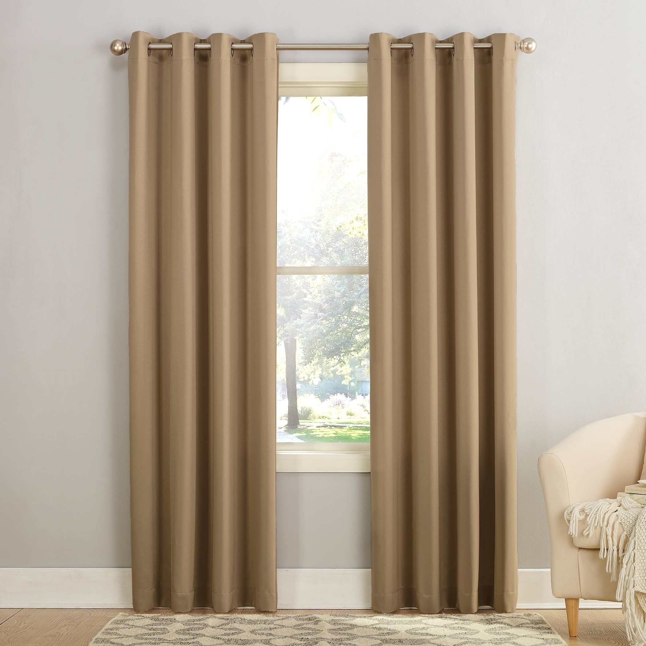 Taupe Room-Darkening Grommet Polyester Window Panel