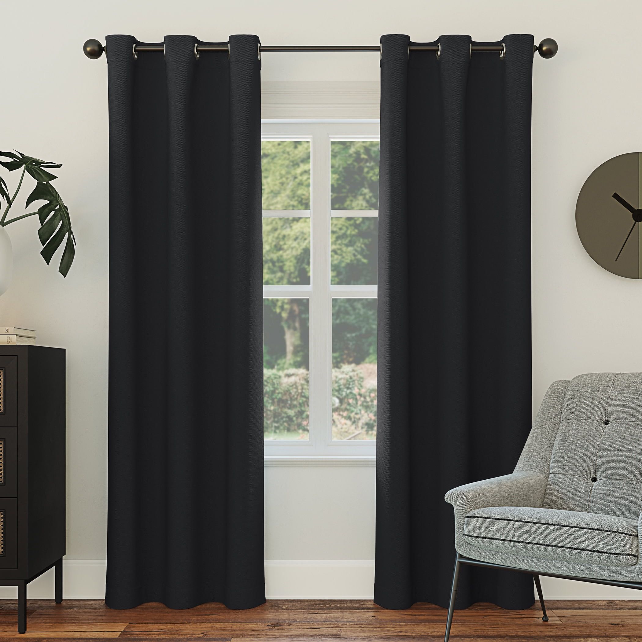 Black Polyester Blackout Grommet Window Panel 40" x 108"