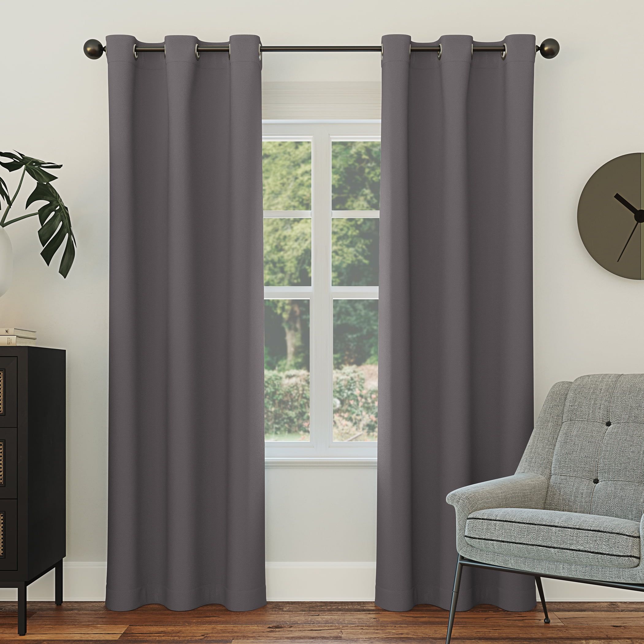 Charcoal Blackout Grommet 40" x 63" Polyester Curtain Panel