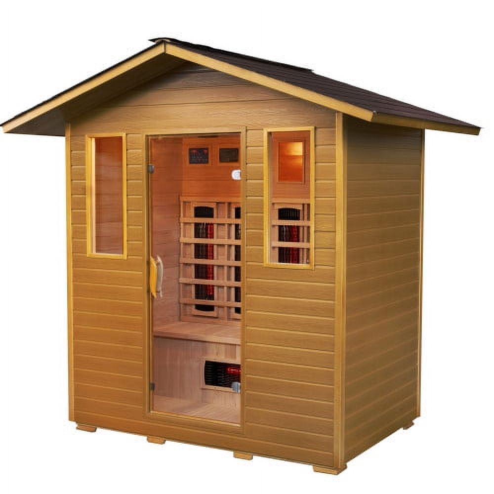 Cayenne 4-Person Outdoor Hemlock Wood Infrared Sauna