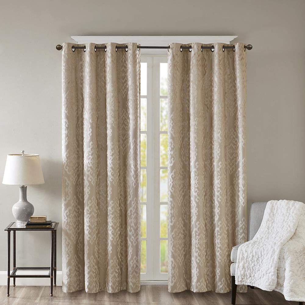 Champagne Polyester Blackout Grommet Top Drapes, 84" Length, 2-Piece Set