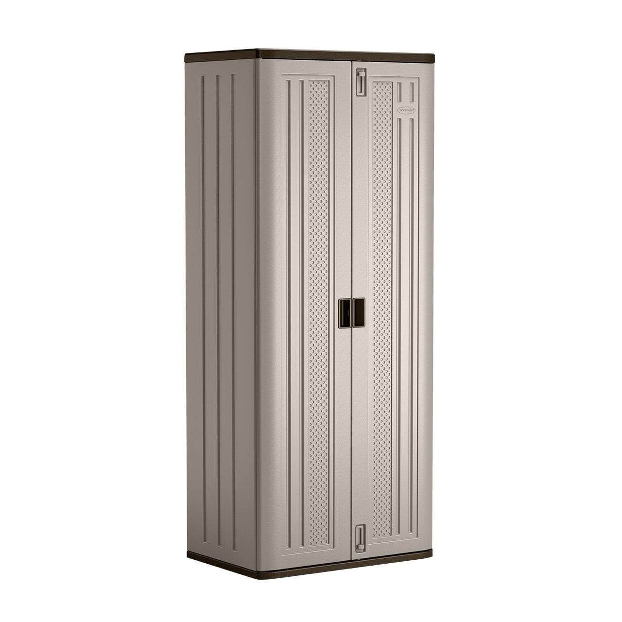 Gray Resin Freestanding Lockable Cabinet with Adjustable Shelving