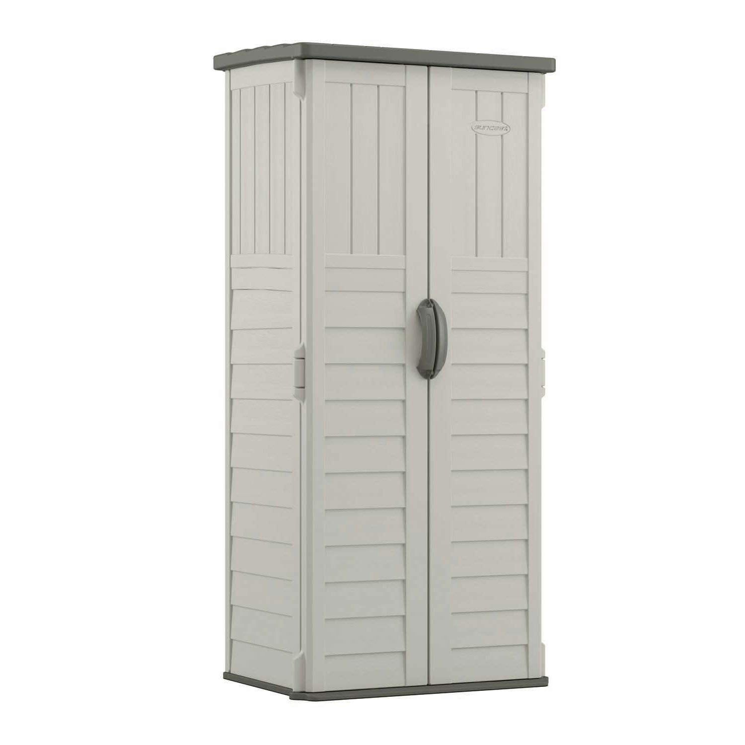 Vanilla Resin Vertical Storage Shed with Double Doors