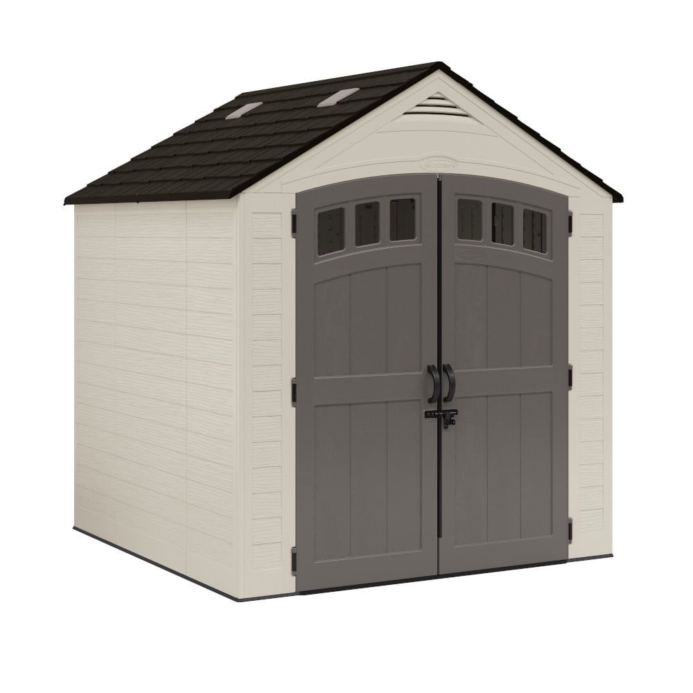 Cloverdale 7 ft. x 7 ft. Beige Resin Storage Shed with Windows