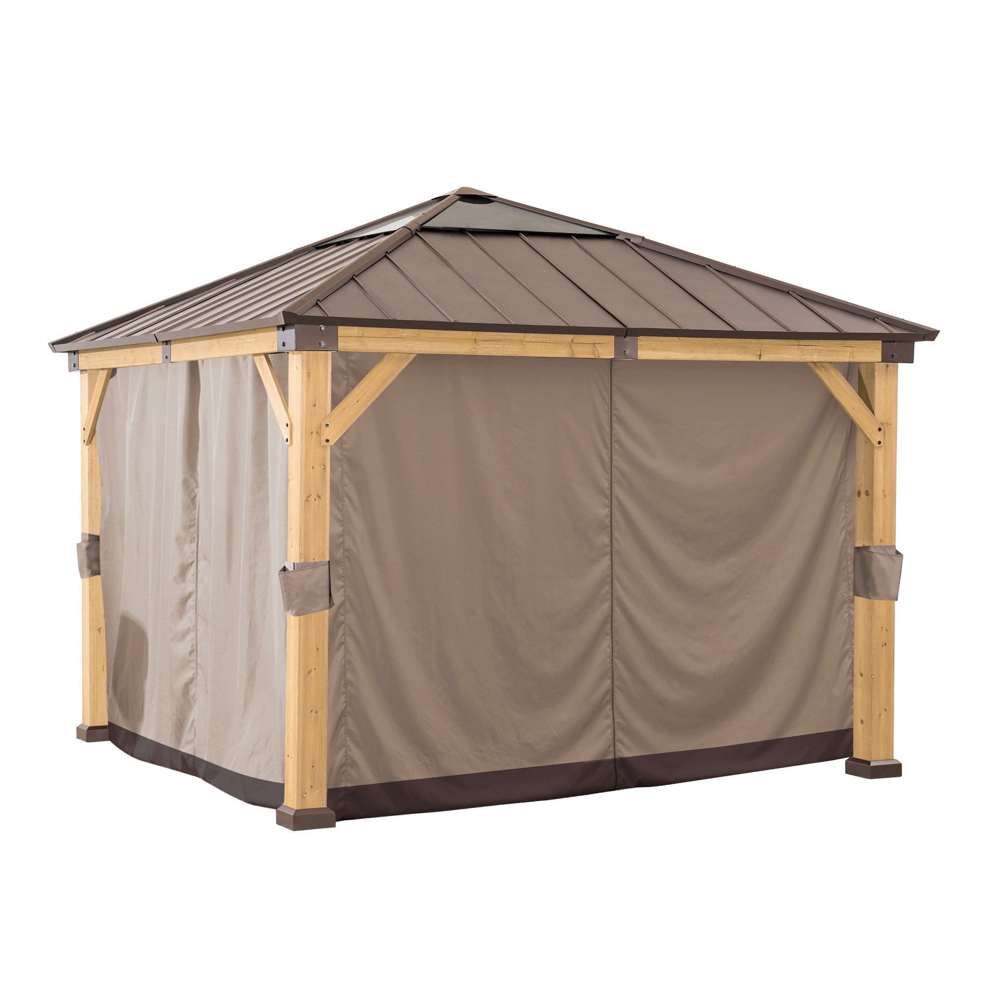 Sunjoy Beige and Brown Weather-Resistant Gazebo Curtains