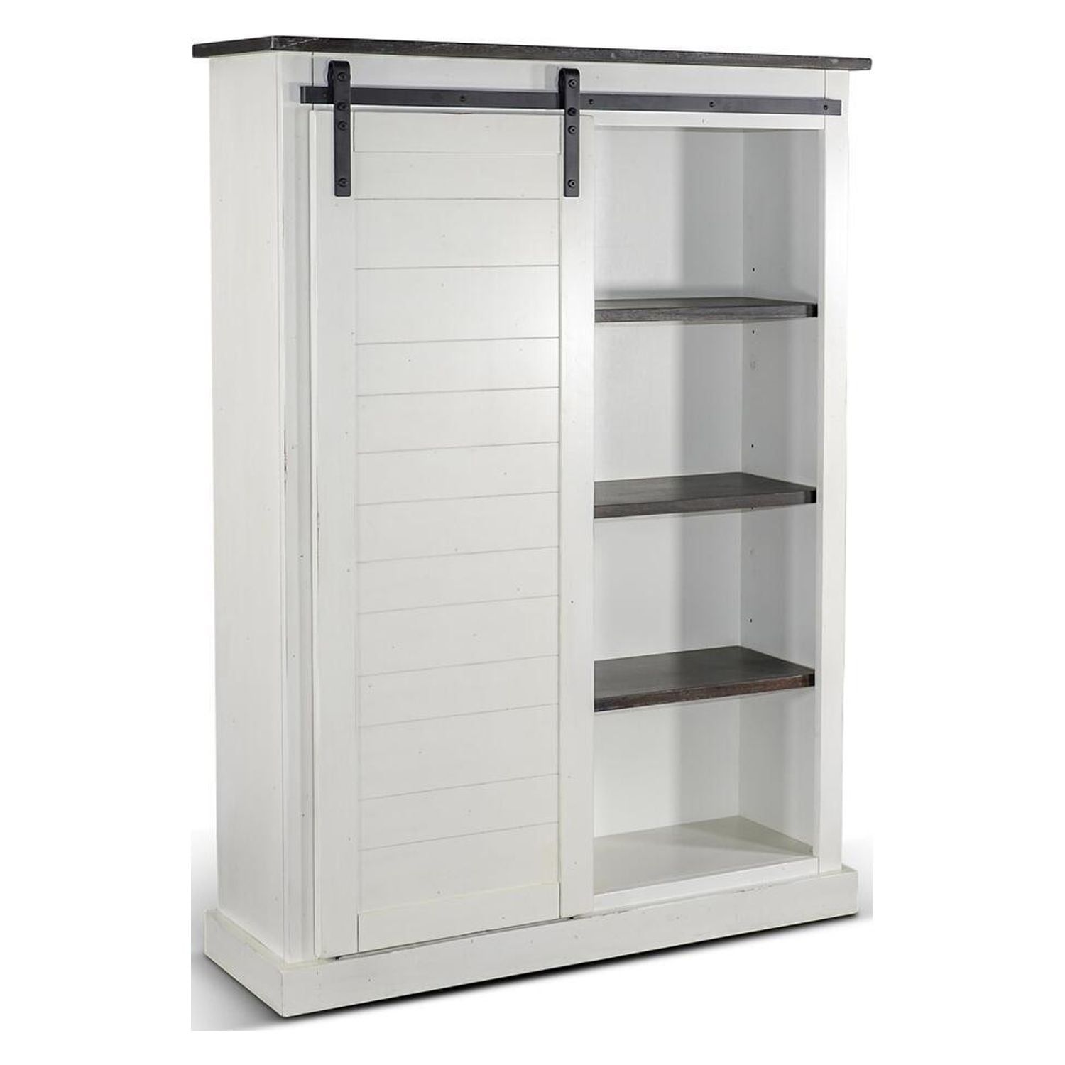 White Mahogany Adjustable Traditional Bookcase with Doors