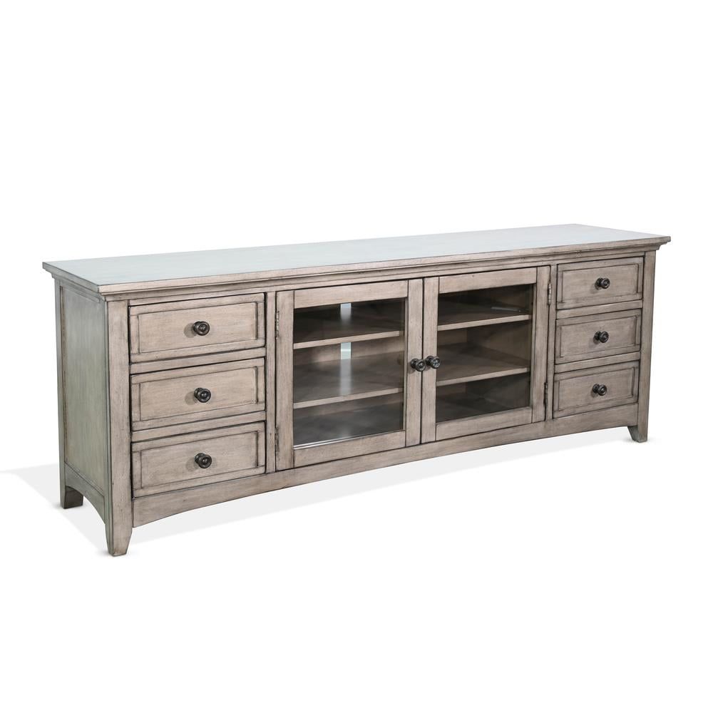 Urban Grey 72" Wood TV Console with Glass Doors