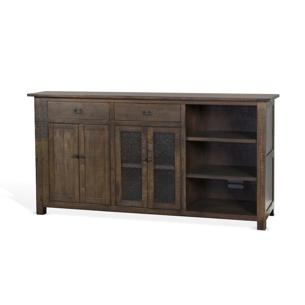 Sunny Designs 80" Tobacco Leaf Mahogany Buffet with Seeded Glass Doors