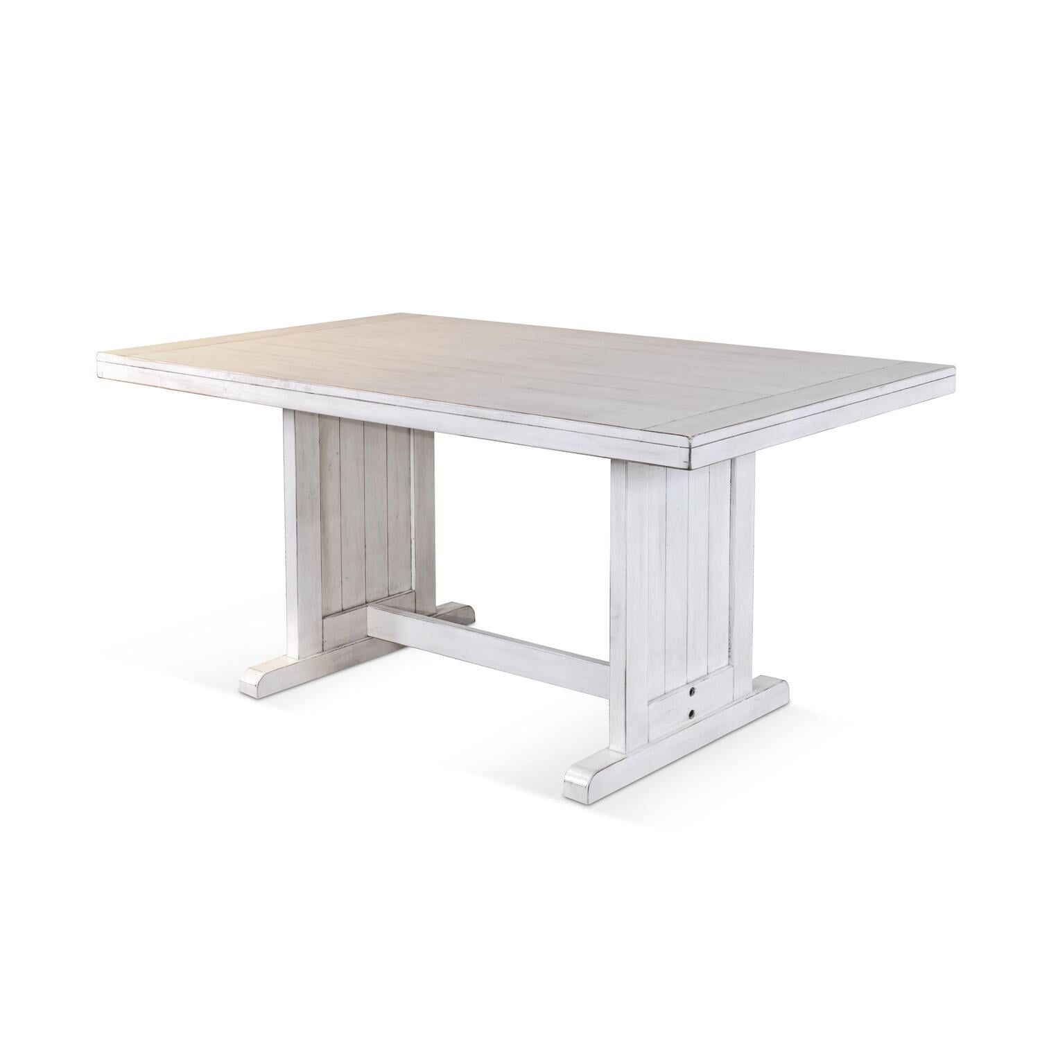 Bayside 60" White Mahogany Wood Dining Table with Marble Finish