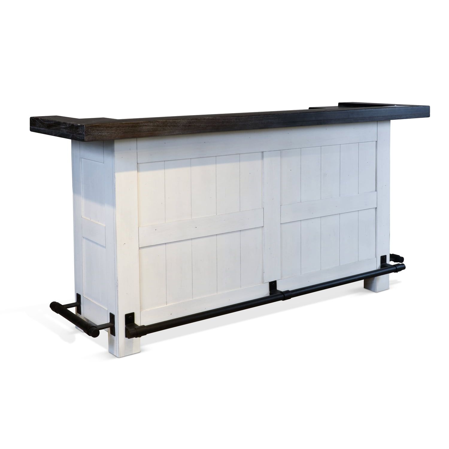 Carriage House 78" Dark Brown and White Wood Bar Unit