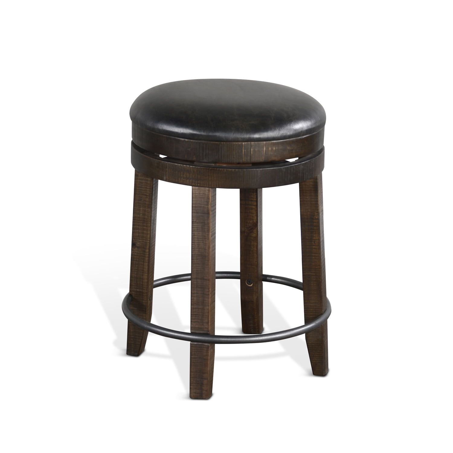 Tobacco Leaf 24" Mahogany and Metal Swivel Barstool