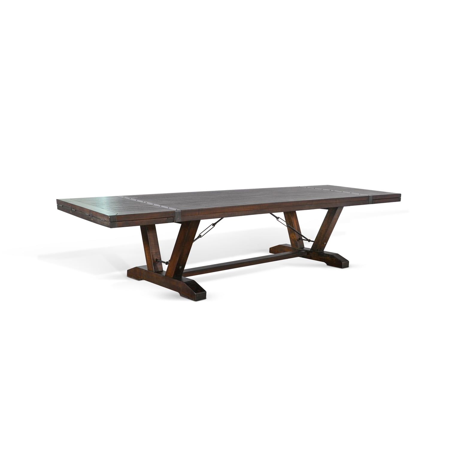 Mahogany Brown Extendable Farmhouse Industrial Dining Table