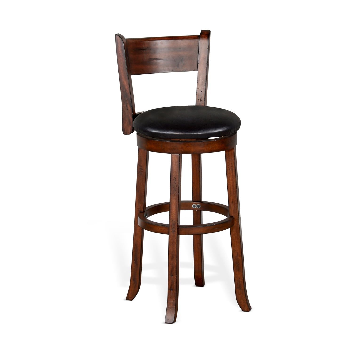 Tuscany Vintage Mocha 30" Swivel Wood Barstool with Cushioned Seat