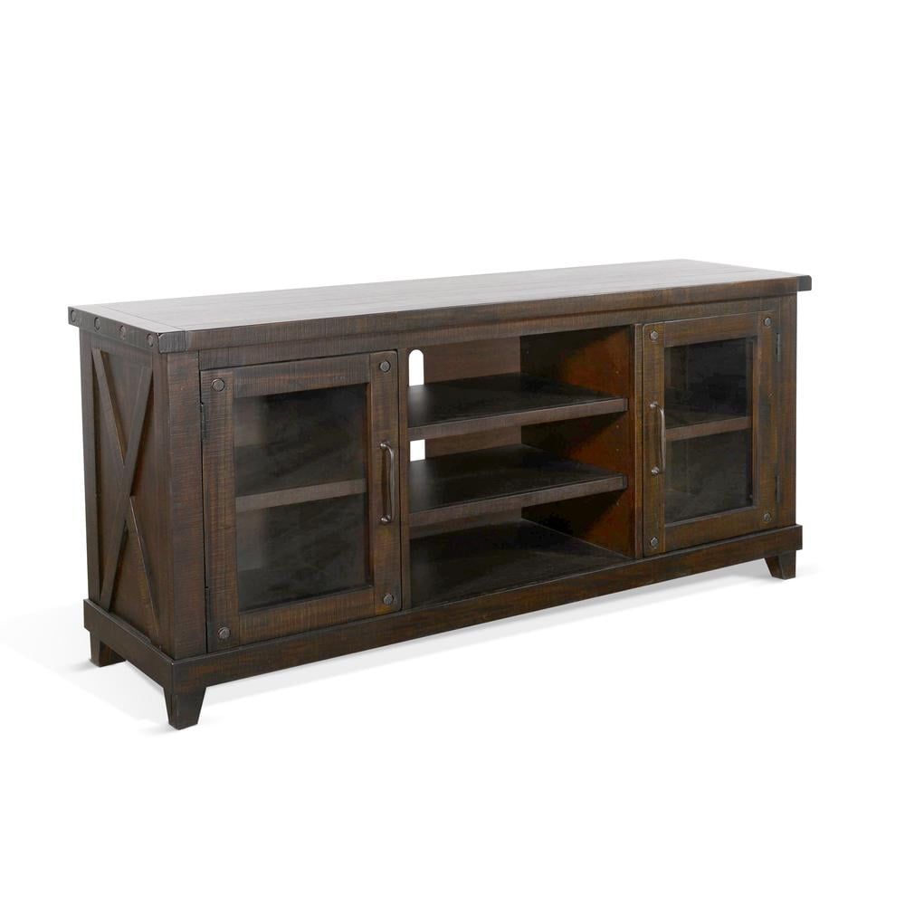 Vivian 64" Raisin Mahogany Media Console with Glass Doors