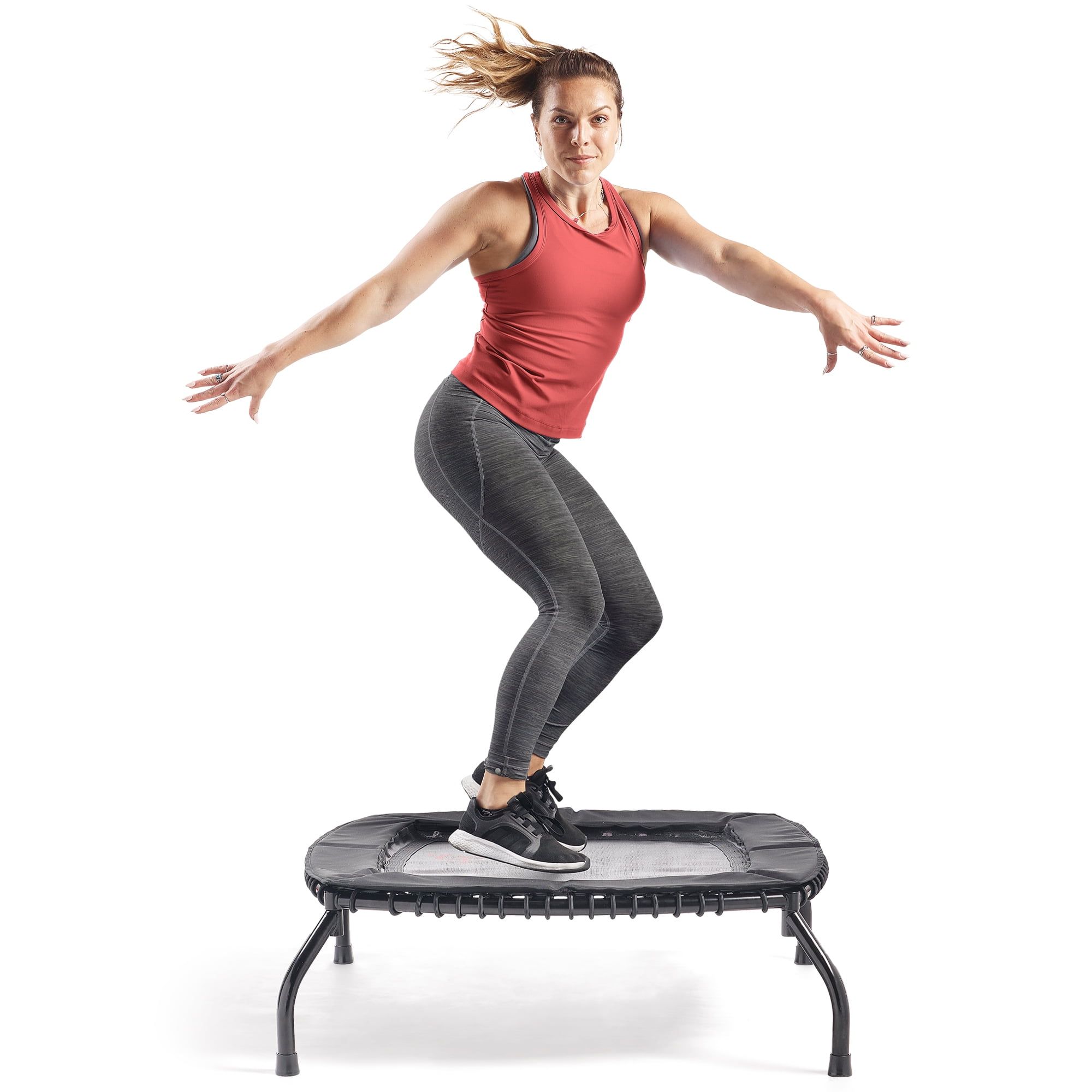 Black Square Springless Fitness Trampoline with Adjustable Bungee Cords