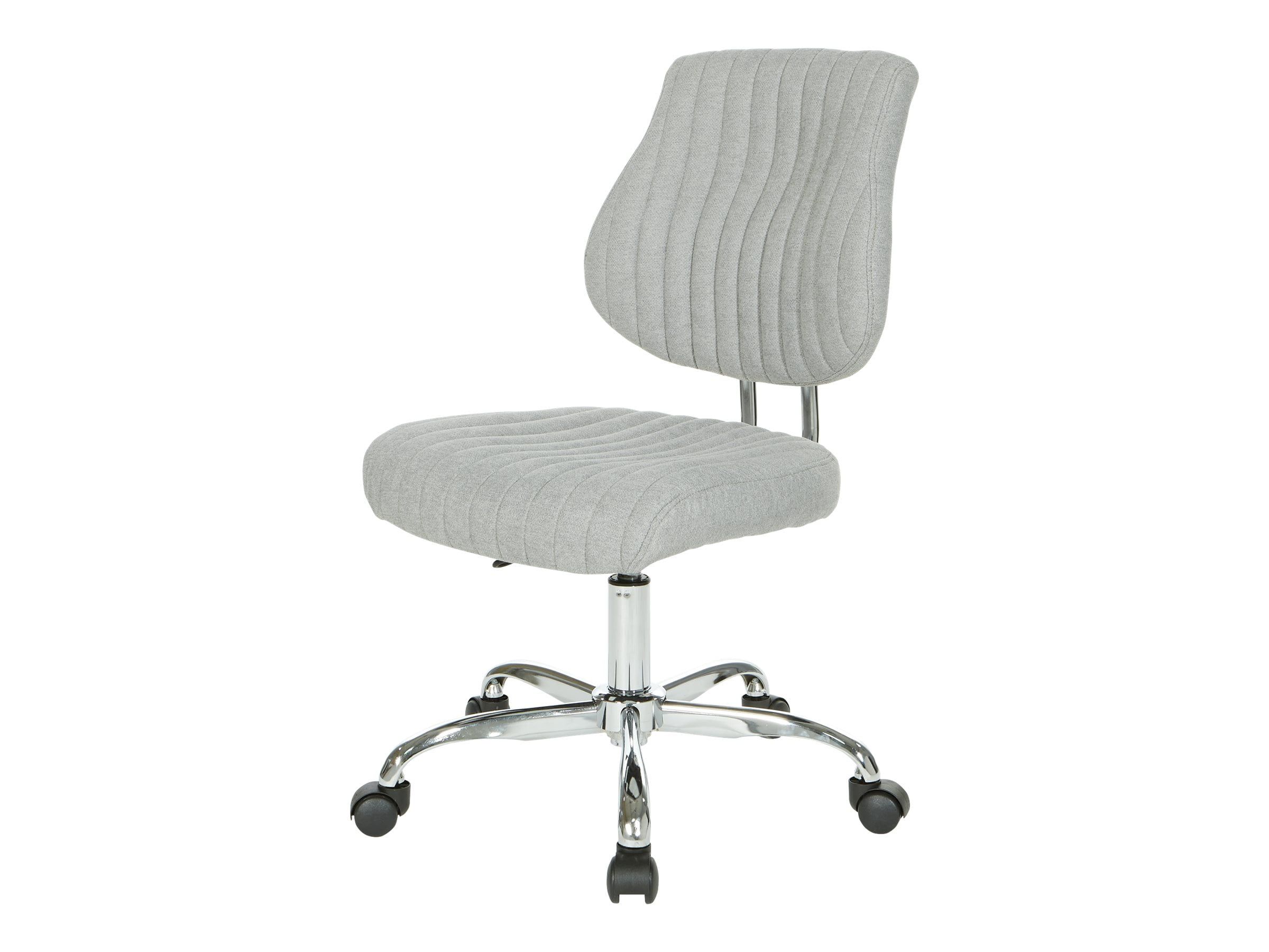 Fog Gray Ergonomic Armless Swivel Office Chair with Chrome Base