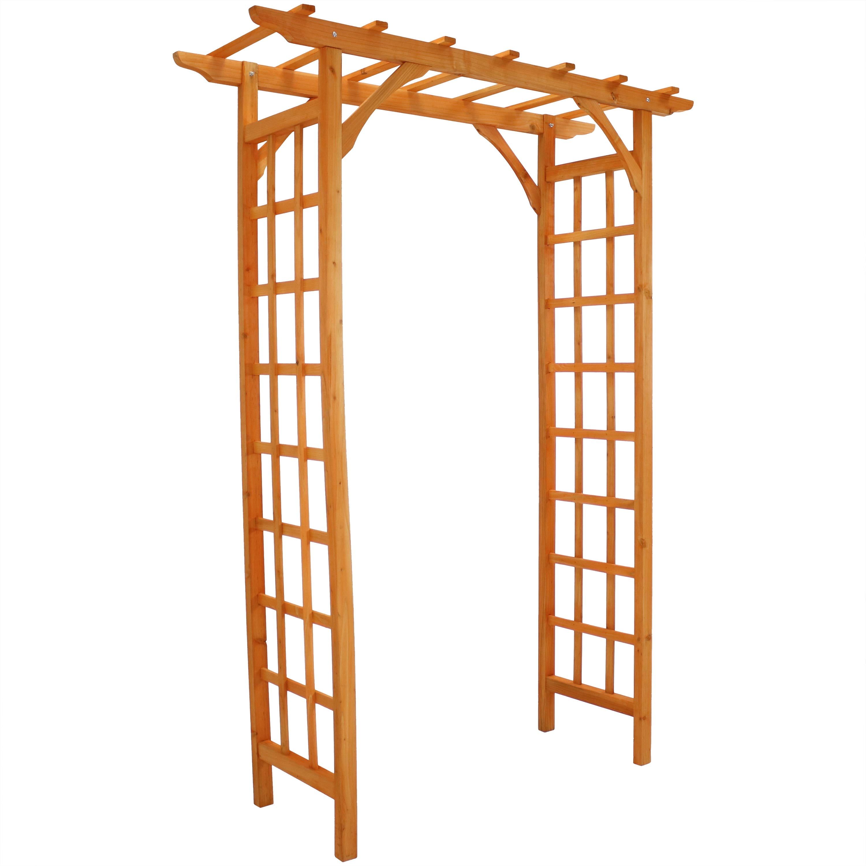 Sunnydaze 78.5" Brown Wooden Garden Arbor with Trellis Sides