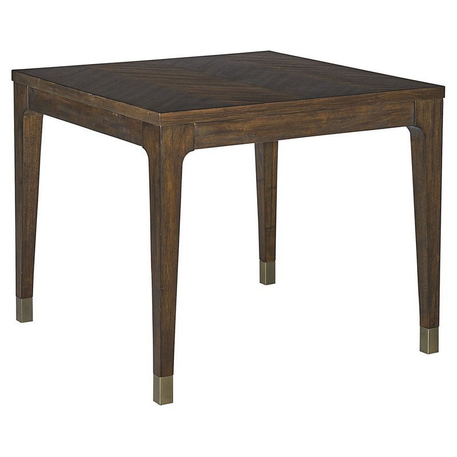 Square Brown Acacia Wood Dining Table with Chevron Pattern