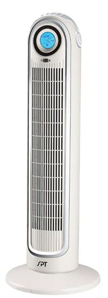 White and Silver Remote Controlled Oscillating Tower Fan