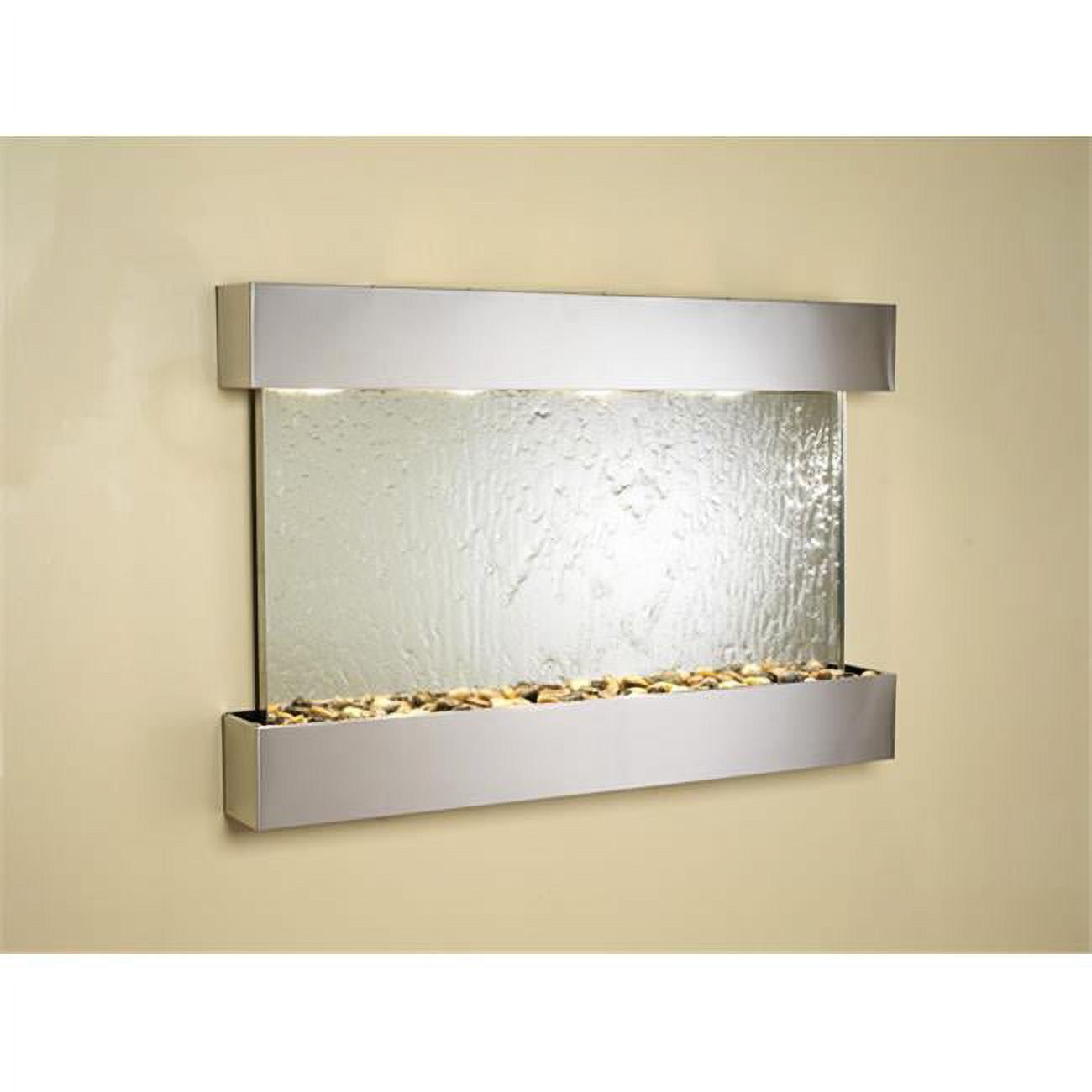 Silver Mirror Wall Fountain with Blackened Copper Frame