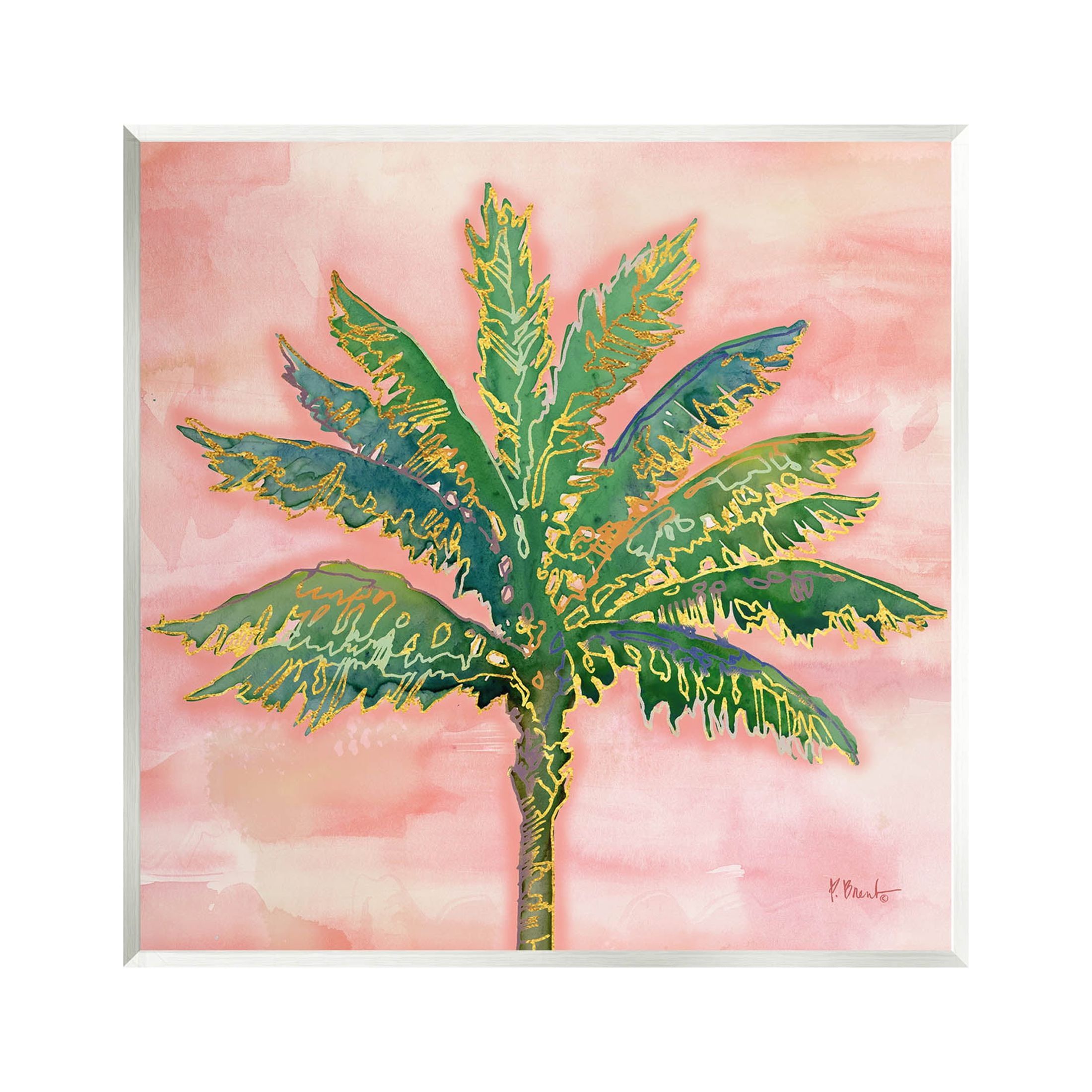 Sunset Palm Tree Glam Detail 12" x 12" Wood Wall Art