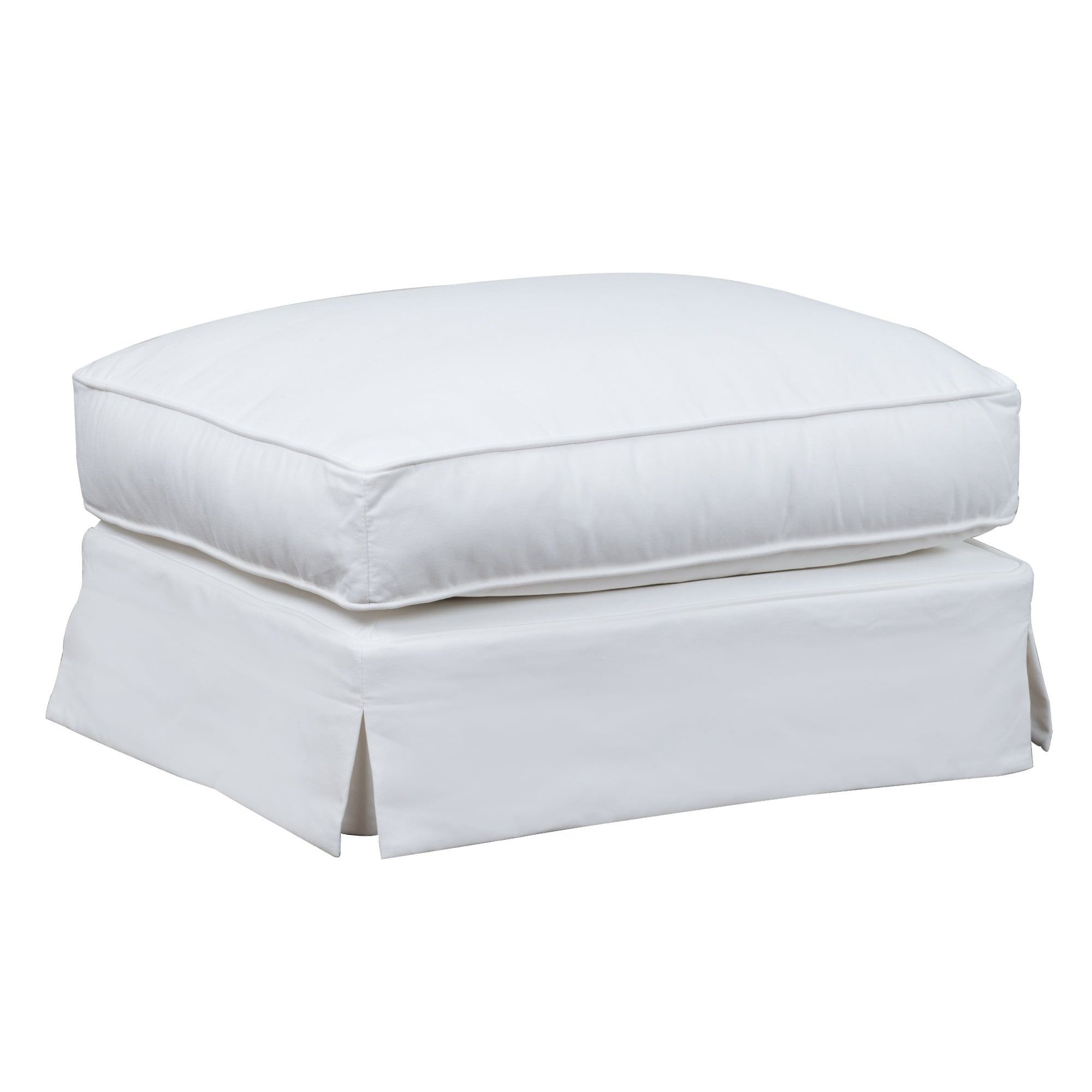 Ariana Contemporary White Slipcovered Ottoman