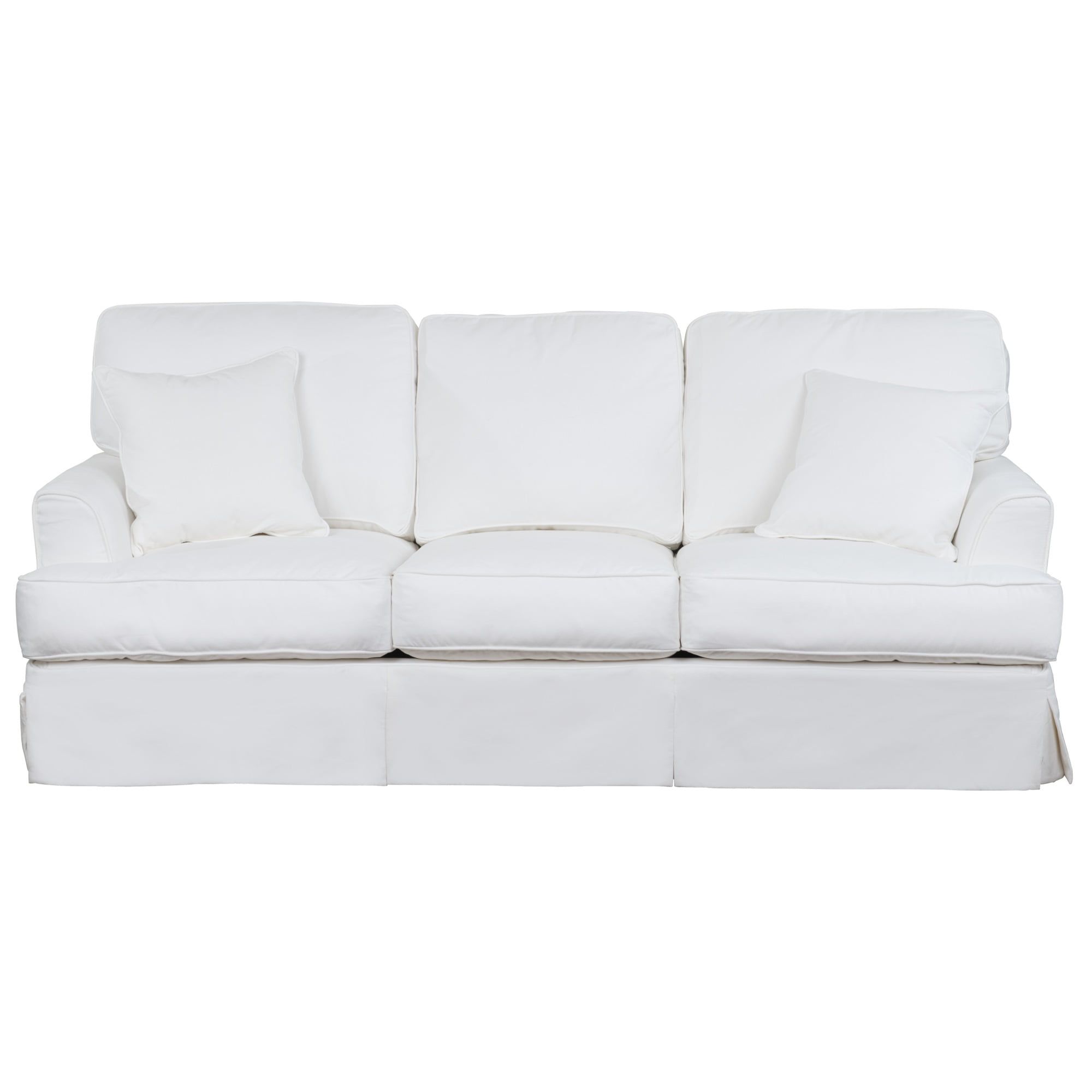 Ariana White Fabric Slipcovered Sleeper Sofa with Memory Foam