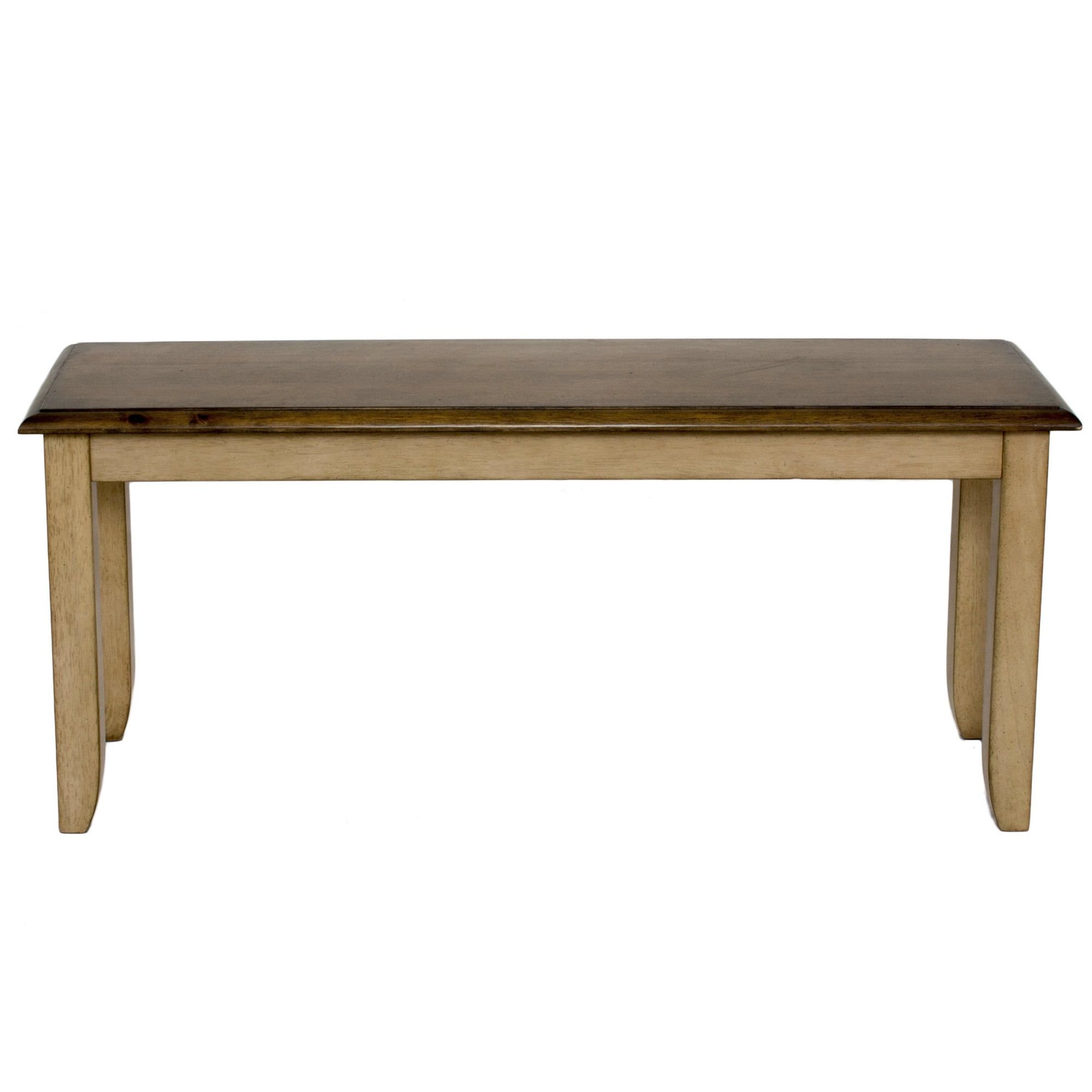 Brook 42" Farmhouse Wood Dining Bench in Light Cream/Warm Brown