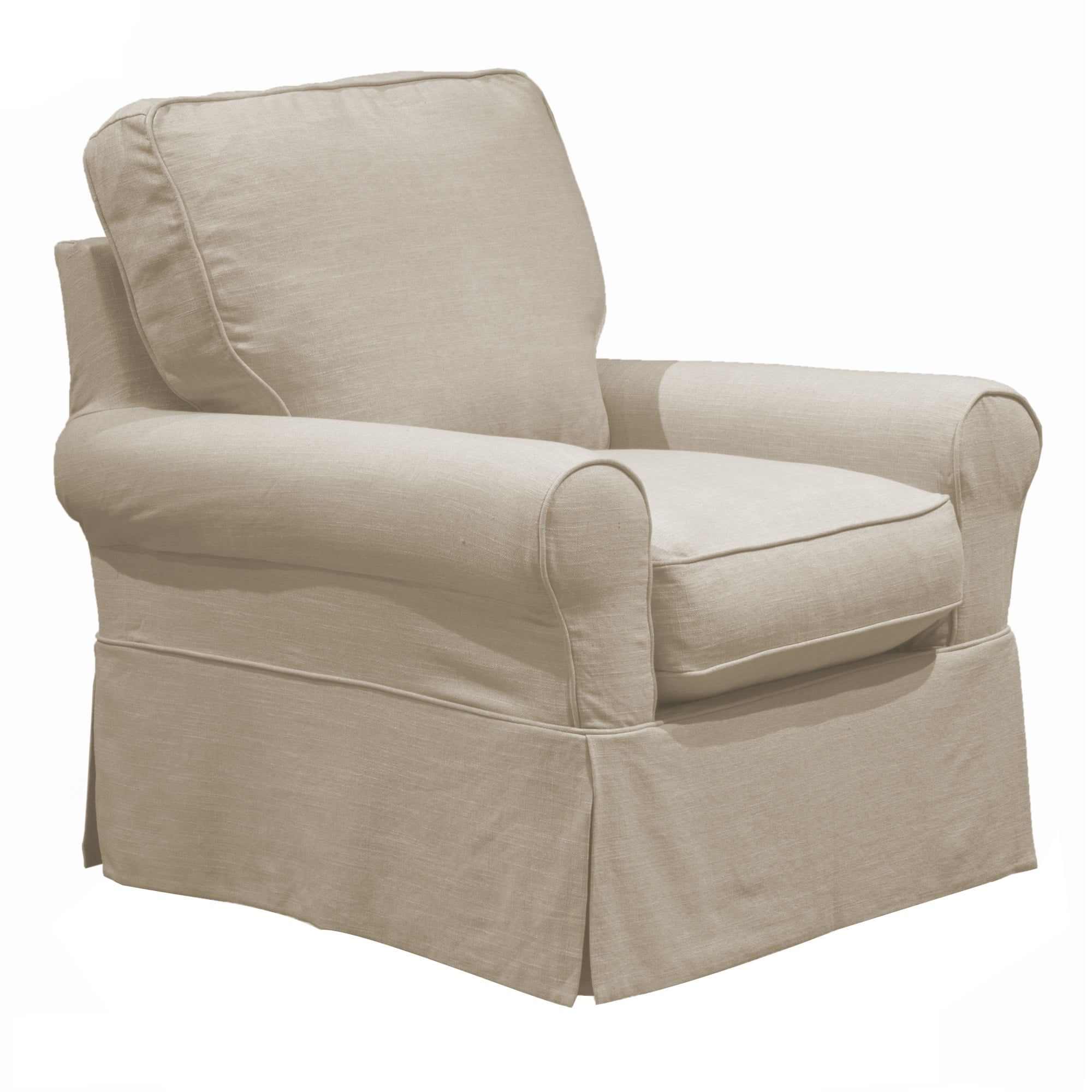 Traditional Linen Beige Slipcover Rocker Chair