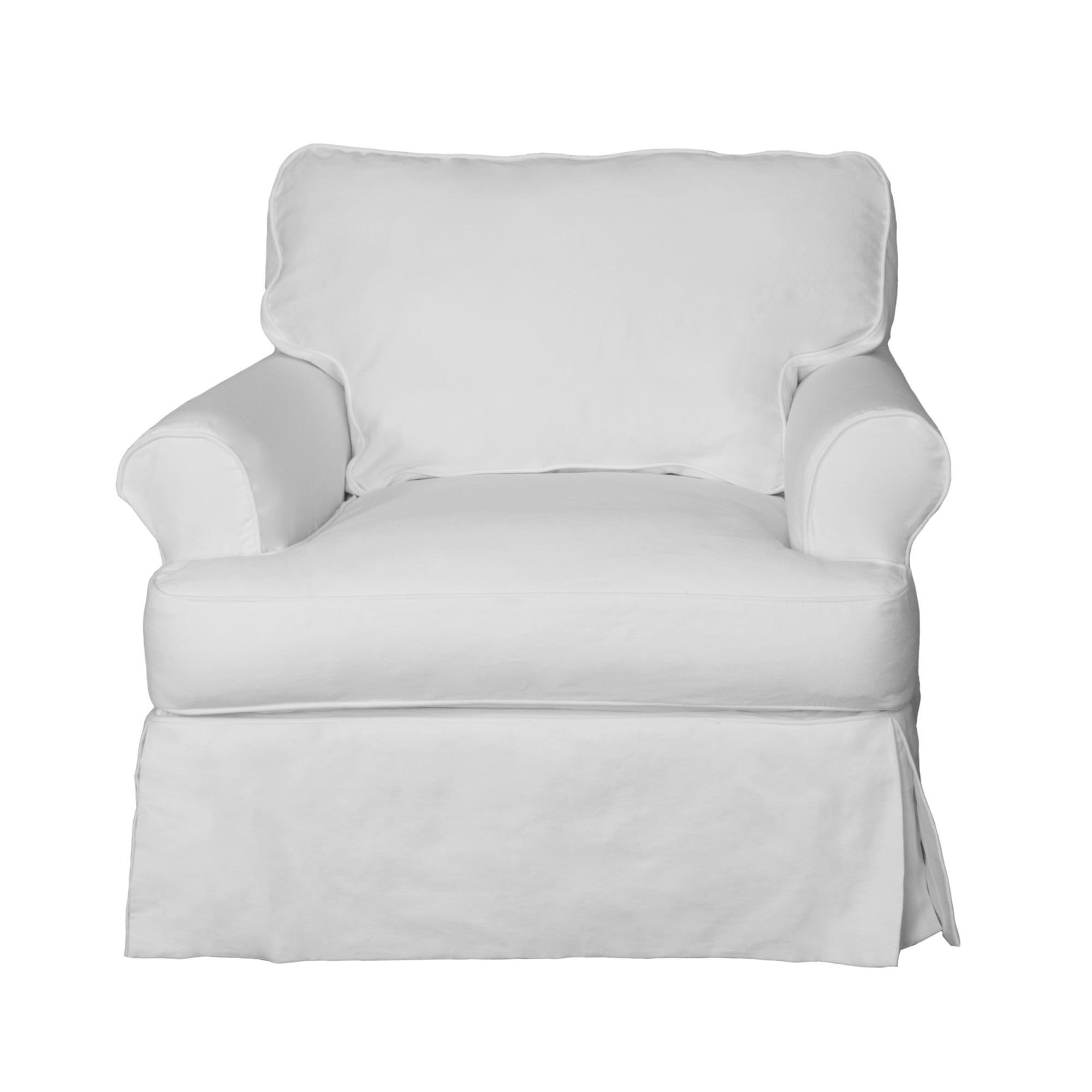 Sunset Horizon Traditional White Slipcovered T-Cushion Chair