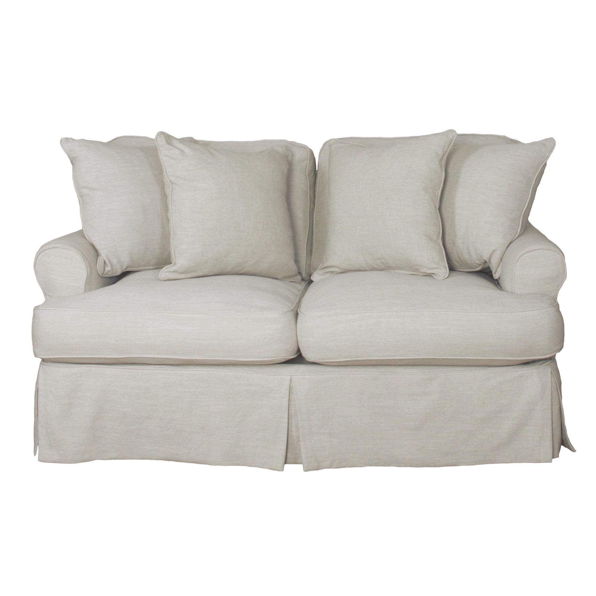 Light Gray Linen Loveseat with Down Fill Cushions