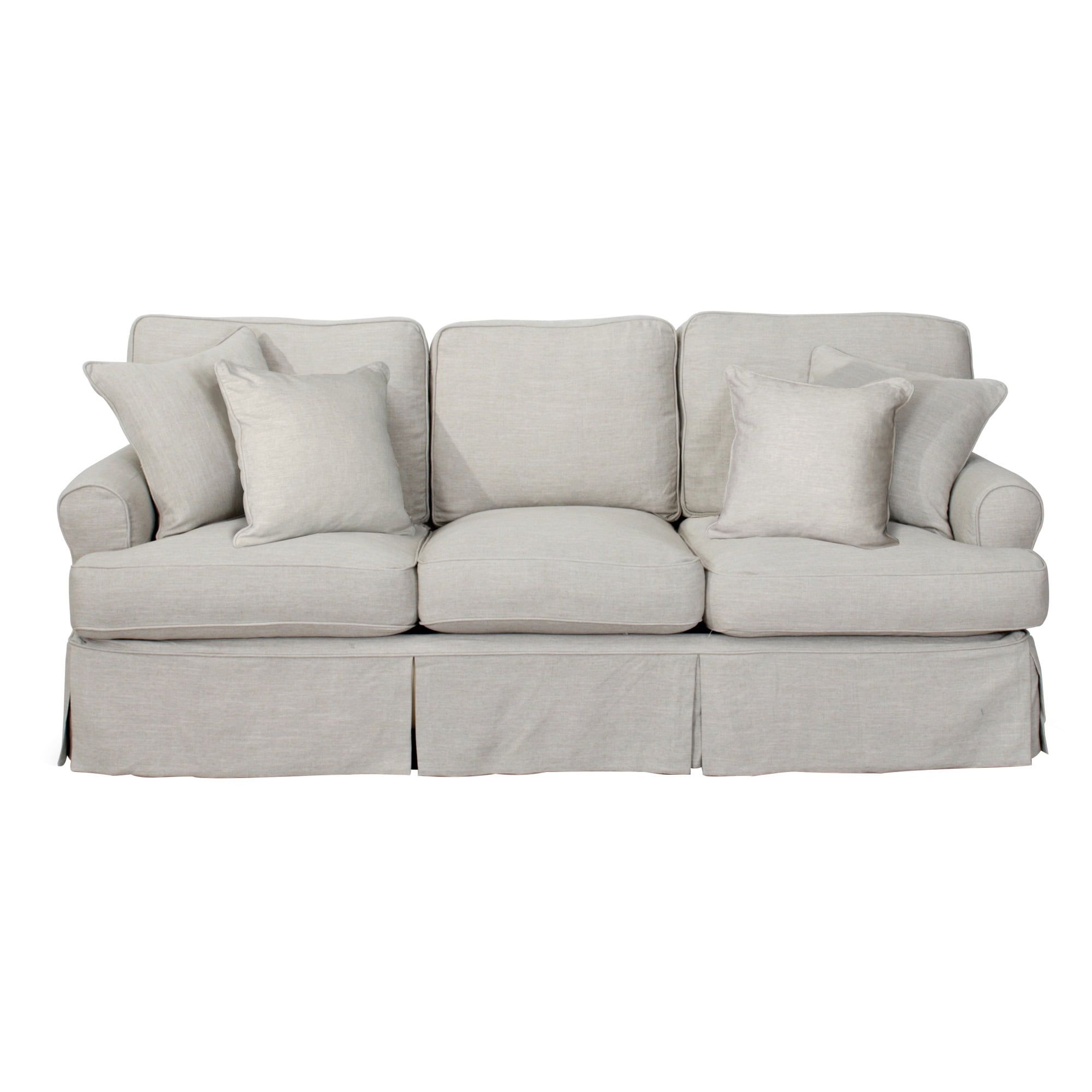 Light Gray Linen Fabric Sleeper Sofa with Rolled Arms and Down Fill